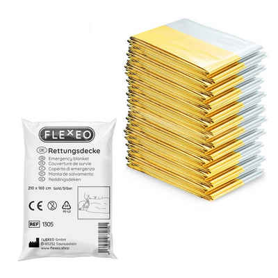 FLEXEO Erste-Hilfe-Set Rettungsdecken, (10 St), Rettungfolie gold/silber Erste-Hilfe-Decke