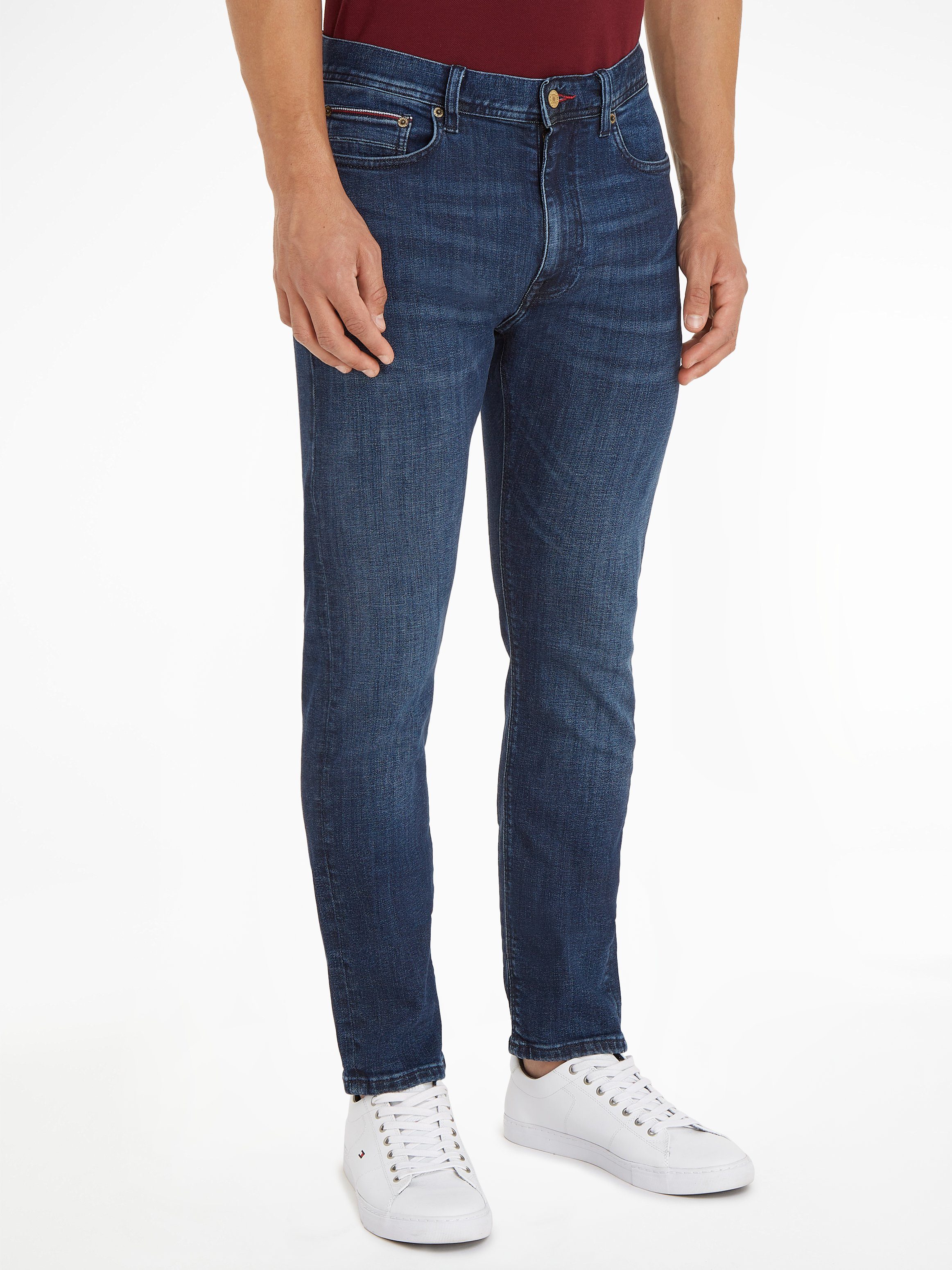 mit Hilfiger bequem extra Stretch, indigo Tommy Baumwoll-Denim Bleecker Slim-fit-Jeans bridger