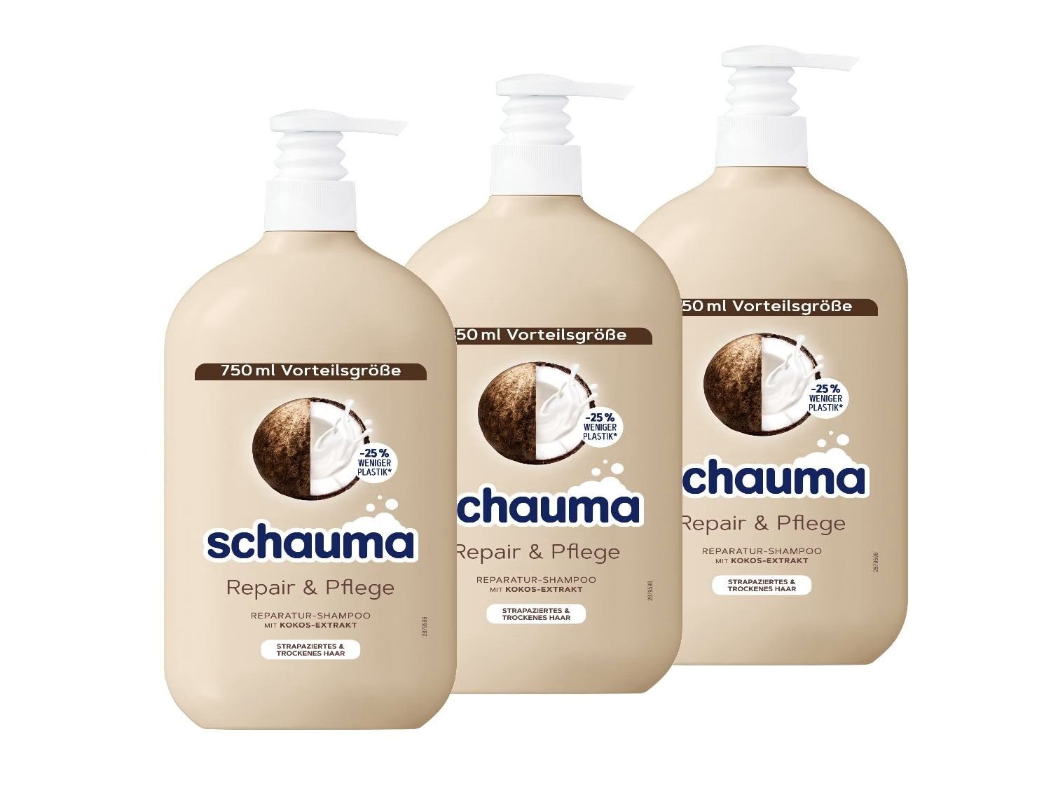 Schauma Haarshampoo 3x Schauma Schwarzkopf Shampoo Repair & Pflege (750 ml), 3-tlg., Haarshampoo, Reparatur-Shampoo für strapaziertes & trockenes Haar