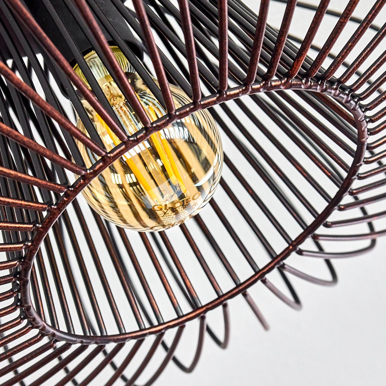 hofstein Deckenleuchte »Pieris« runde Deckenlampe aus Metall in Schwarz/Kupfer, ohne Leuchtmittel, E27, Retro-Leuchte mit Lichteffekt durch Gitter-Optik – Bild 3 von 5