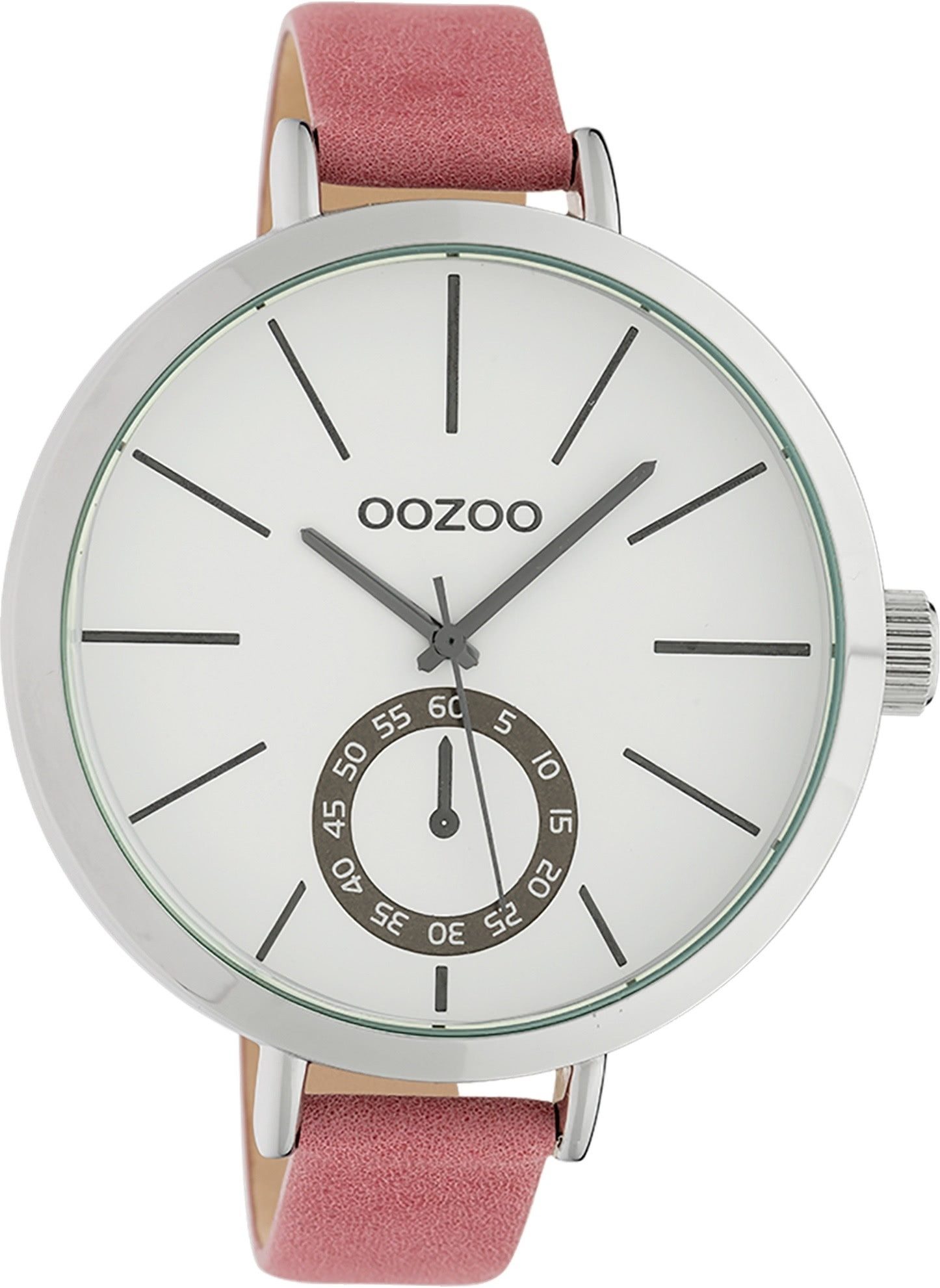 OOZOO Quarzuhr Oozoo Damen Armbanduhr Timepieces Analog, (Analoguhr), Damenuhr rund, extra groß (ca. 48mm), Lederarmband rose, Fashion