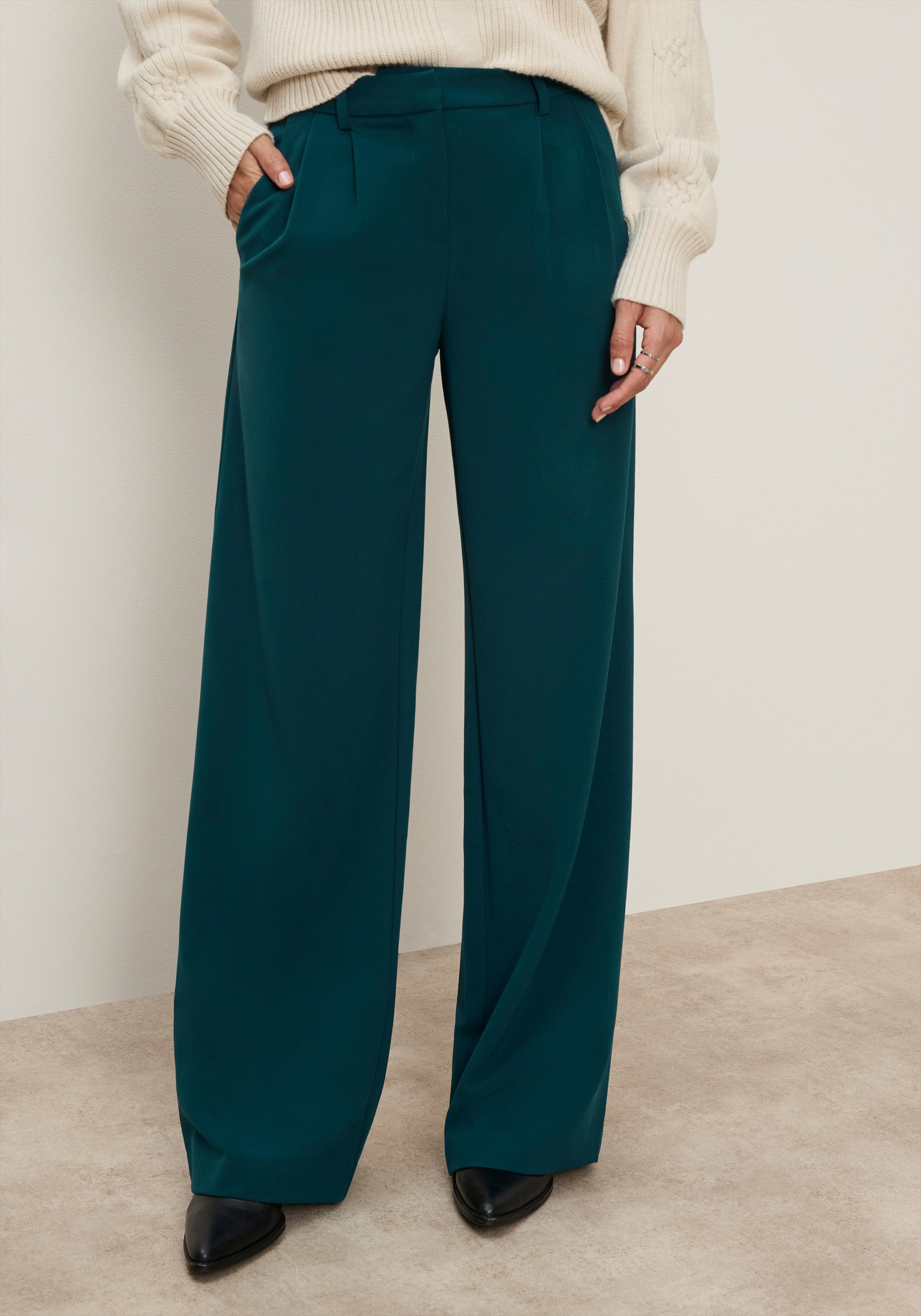 Tamaris Anzughose im modernem Look mit weitem Bein