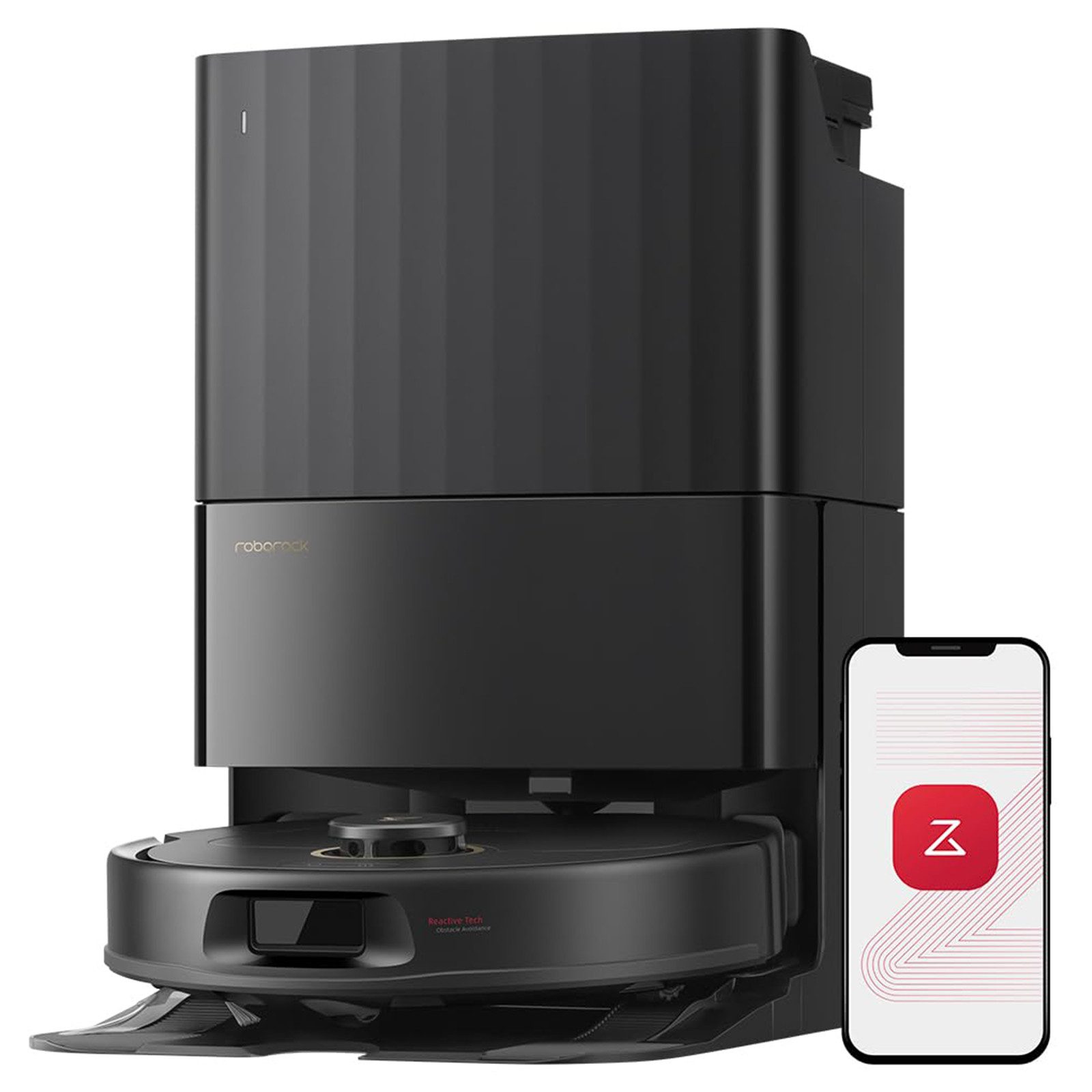 Roborock Вакуумний робот Qrevo S5V, FlexiArm Mopp, 100% Haar-Entfernungsrate, 0% Verhedderung, 60 W, 12000Pa Saugkraft, 100% Haar-Entfernungsrate, 0% Verhedderung, Multifunktionales Dock, Reactive Tech-Hindernisvermeidung, PreciSense-LiDAR-Navigation