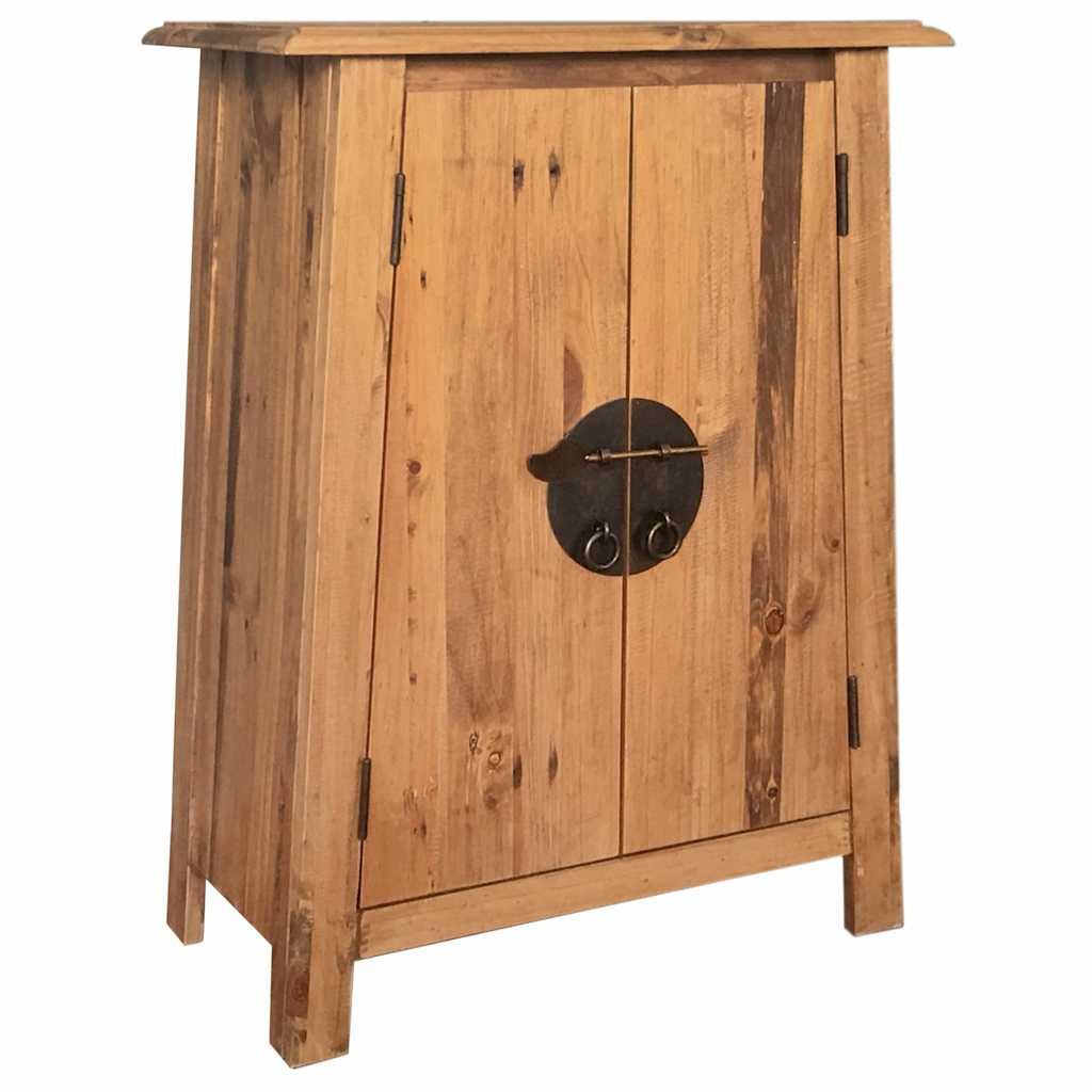 furnicato Beistellschrank Massivholz Retro-Look 59x32x80 cm Braun (1-St) Vintage-Nachttisch mit Ablage und Stauraum für das Badezimmer