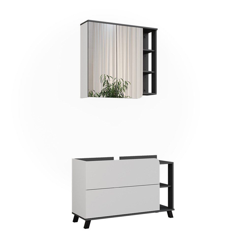 Vicco Badmöbel-Set Karen, Anthrazit/Weiß, 2 Teile, (2-St., 2er Set)