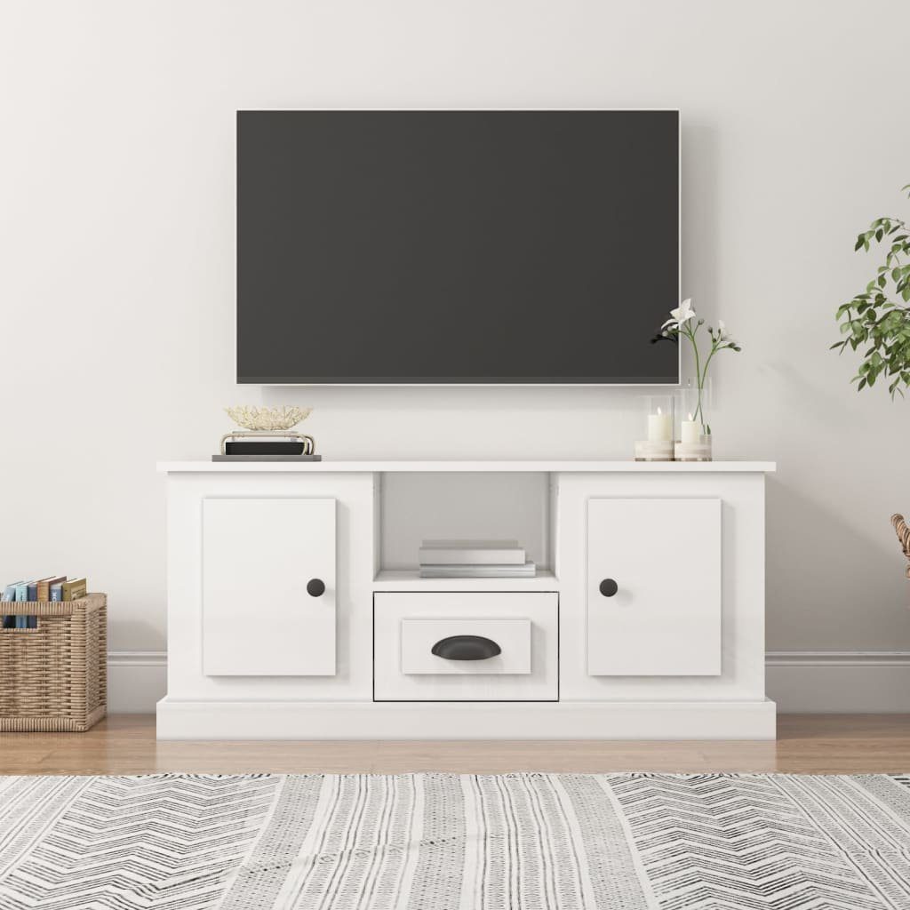 furnicato TV-Schrank Hochglanz-Weiß 100x35,5x45 cm Holzwerkstoff