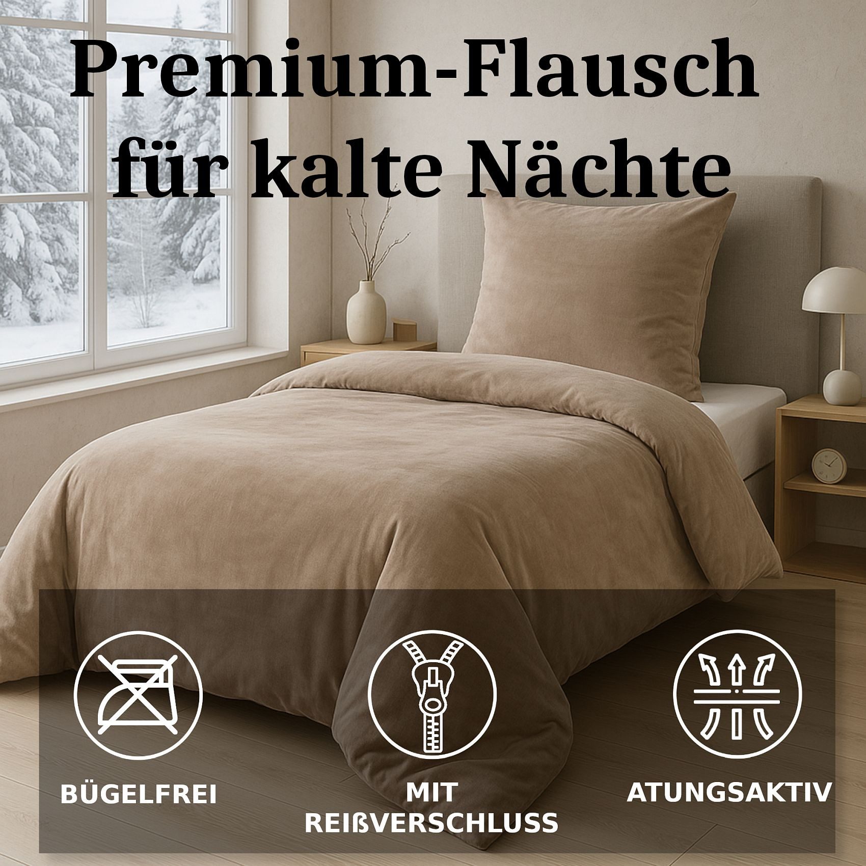 Malika Bettwäsche Cashmere-Touch Fleece, weiche, warme Winterbettwäsche, Cashmere Touch, 3 teilig, Flauschig warmes Teddy-Plüsch – Bild 2 von 5