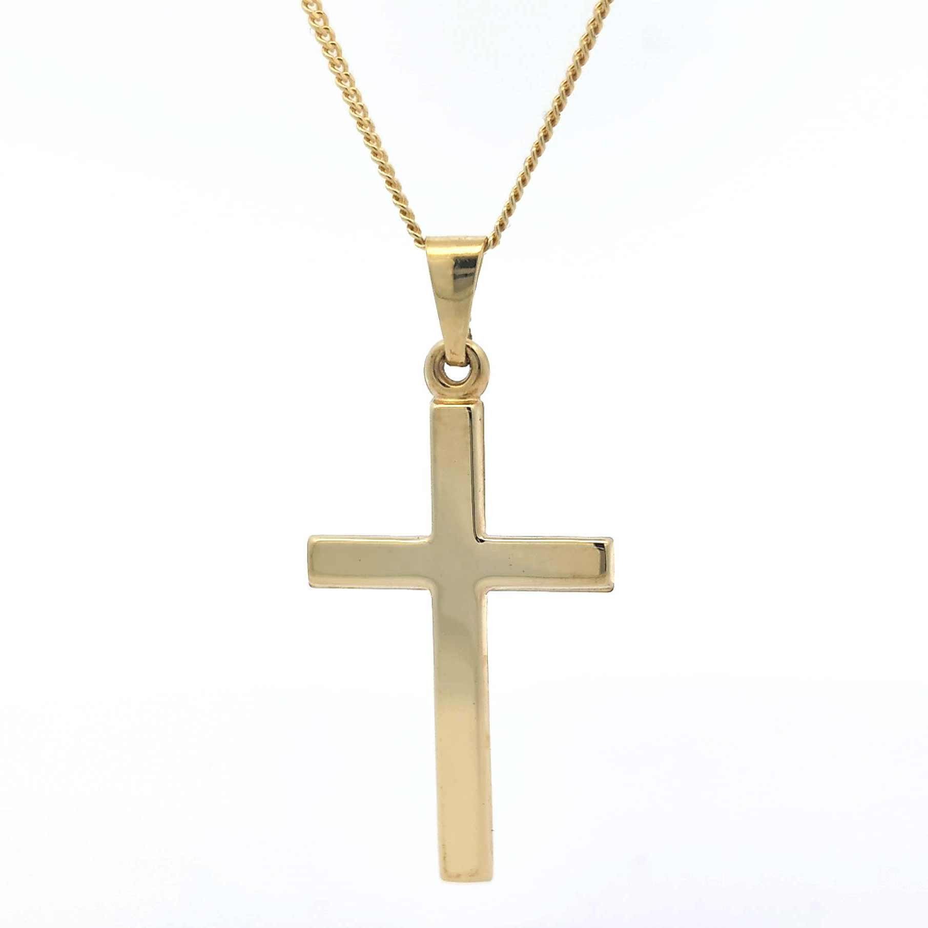 Kreuzanhänger Gold Anhänger Kreuz mit Goldkette massiv 333 - 8 Karat Gold 36 cm