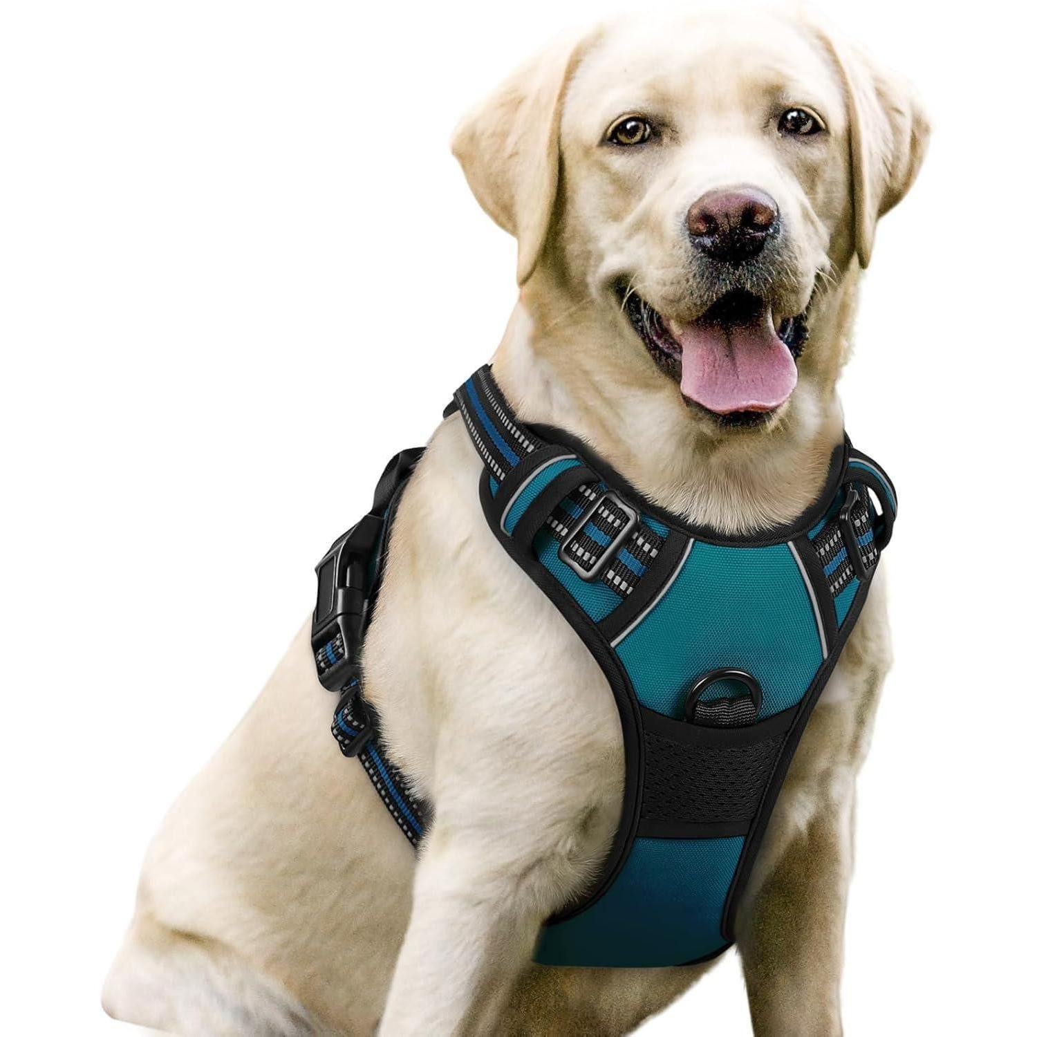 LuxusKollektion Hunde-Sicherheitsgeschirr Hundegeschirr Antizug Brustgeschirr Dunkelgrün L 1er Pack