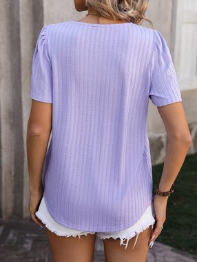 BlauWave Hemdbluse Lässiges T-Shirt mit quadratischem Ausschnitt und Plissee (1-tlg., Geeignet für den Sommer) Kurzärmeliges, lockeres Top