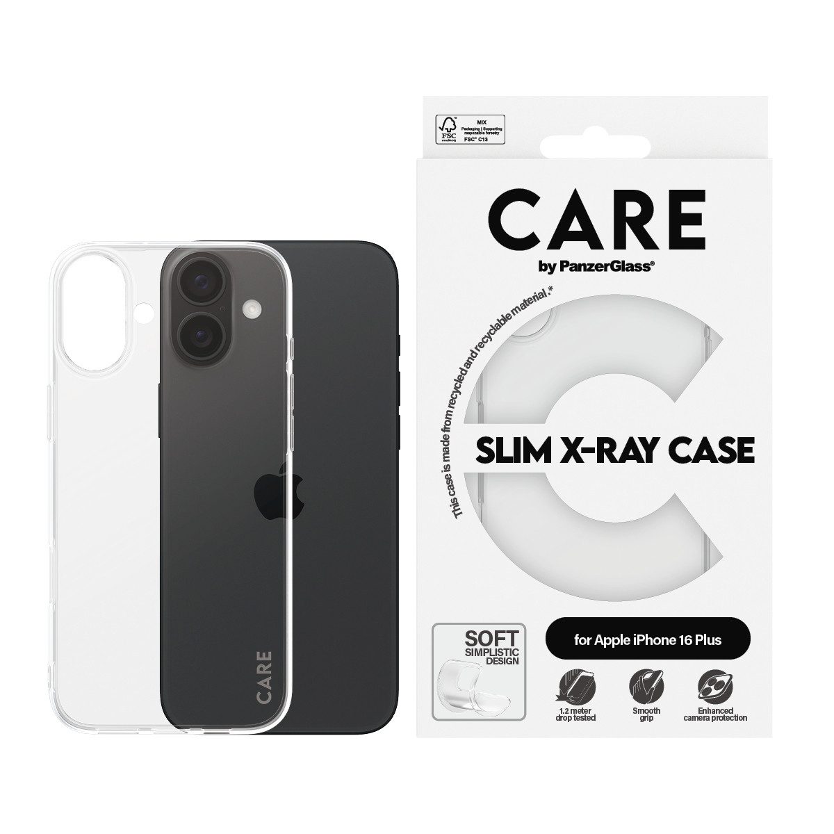 CARE by PanzerGlass Handyhülle Case Fashion X-Ray Soft Basic Apple iPhone 16 Plus, Backcover, Schutzhülle, Handyschutzhülle, Case, Schutzcase, stoßfest