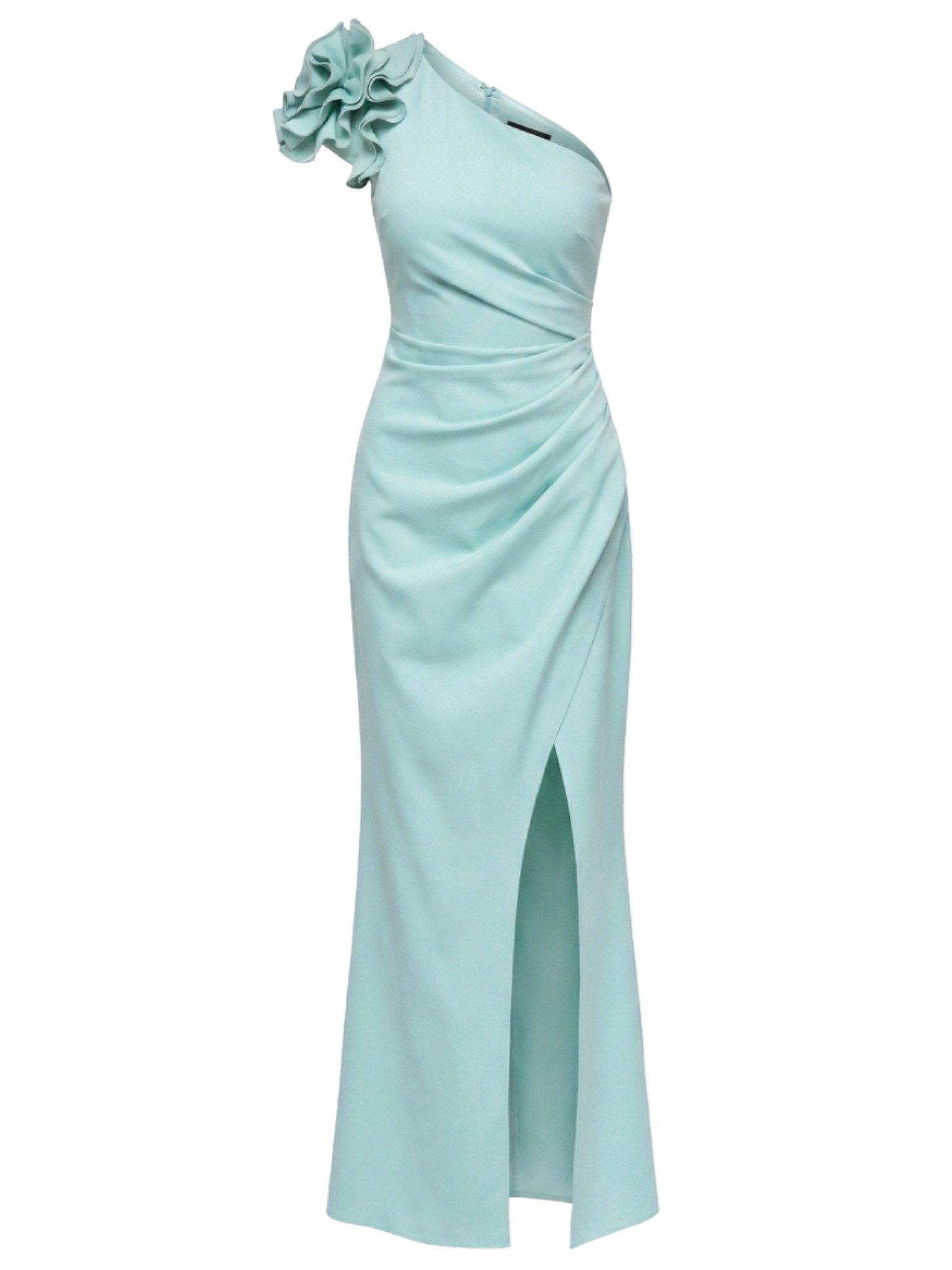 OMBRE Abendkleid Abendkleid mit asymmetrischem Schnitt und Rüschen Sage XS (kein Set, 1-tlg) in Unifarbe