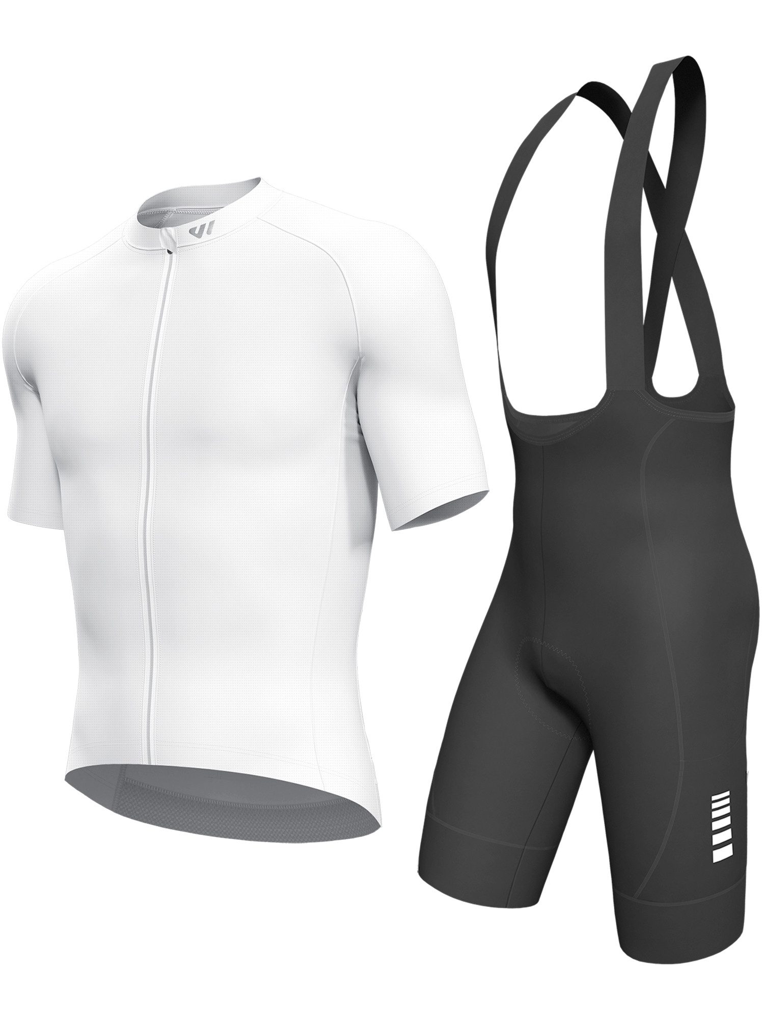 Wulibike Radtrikot Herren Fahrradbekleidungsset mit X-Trägern und 6 Cargo-Taschen (2-tlg) Kurzarm Trikot kombiniert mit Träger-Fahrradhose
