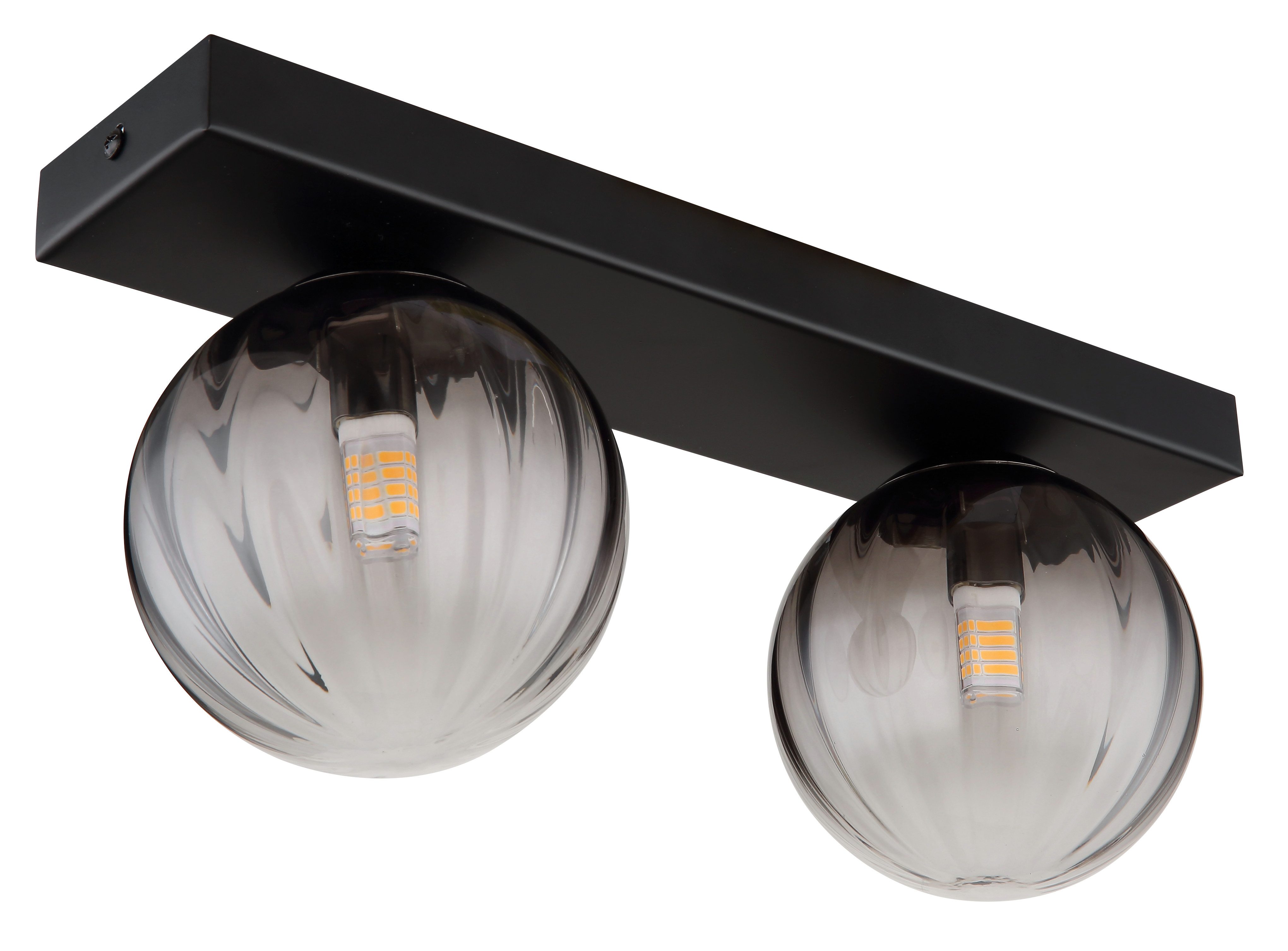 GLOBO LIGHTING Wandleuchte DALLERTA, ohne Leuchtmittel, Wandlampe/Metall/Glas rauchfarben/Wohnzimmer/Flur/rund/klar verlaufend