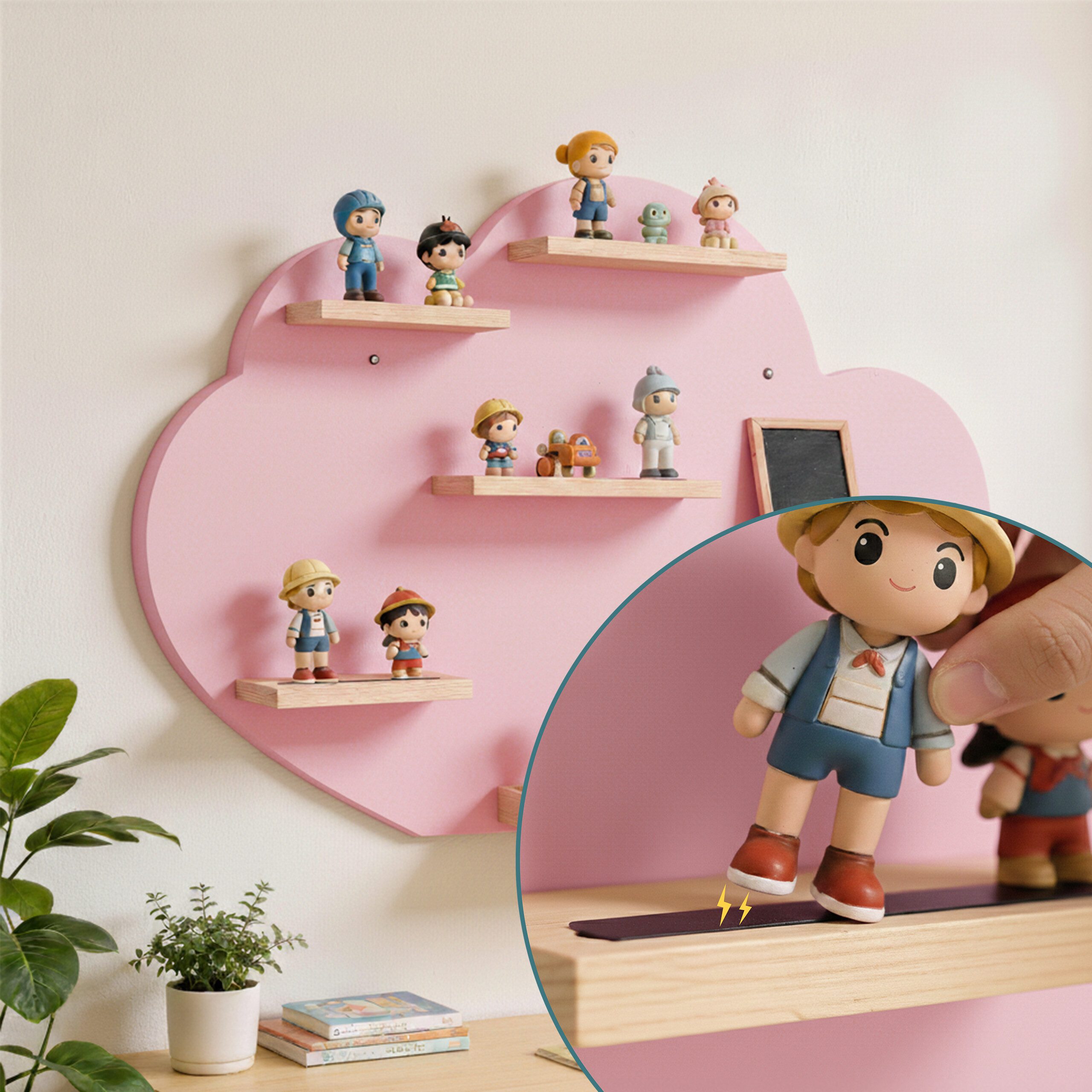 relaxdays Kinderregal Toniebox Regal Wolke, 1-tlg., rosa. – Bild 3 von 5