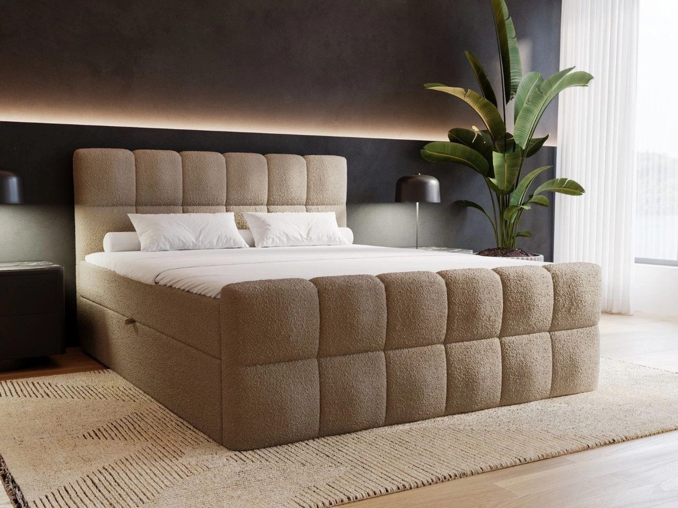 GrainGold Boxspringbett mit Bettkästen ALICANTE, Modern Bett mit Kopfteil, günstig online kaufen