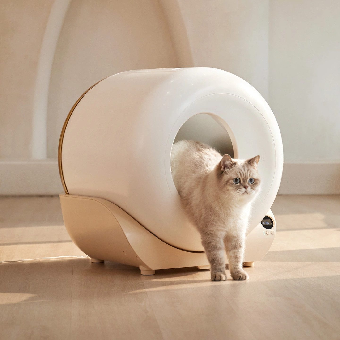OKWISH Katzentoilette Automatische Selbstreinigende Katzentoilette, mit Sensor, App-Steuerung, Nachtlicht, abnehmbarer Trommel