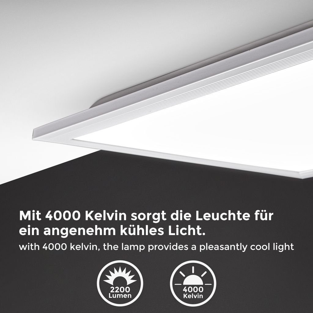 Weiß Ultra-Flach LED fest - Deckenleuchte Büro 4.000K Deckenpaneel 22W Wohnzimmer Panel 45x45cm LED Neutralweiß, eckig 2.200lm integriert, B.K.Licht BKL1324,