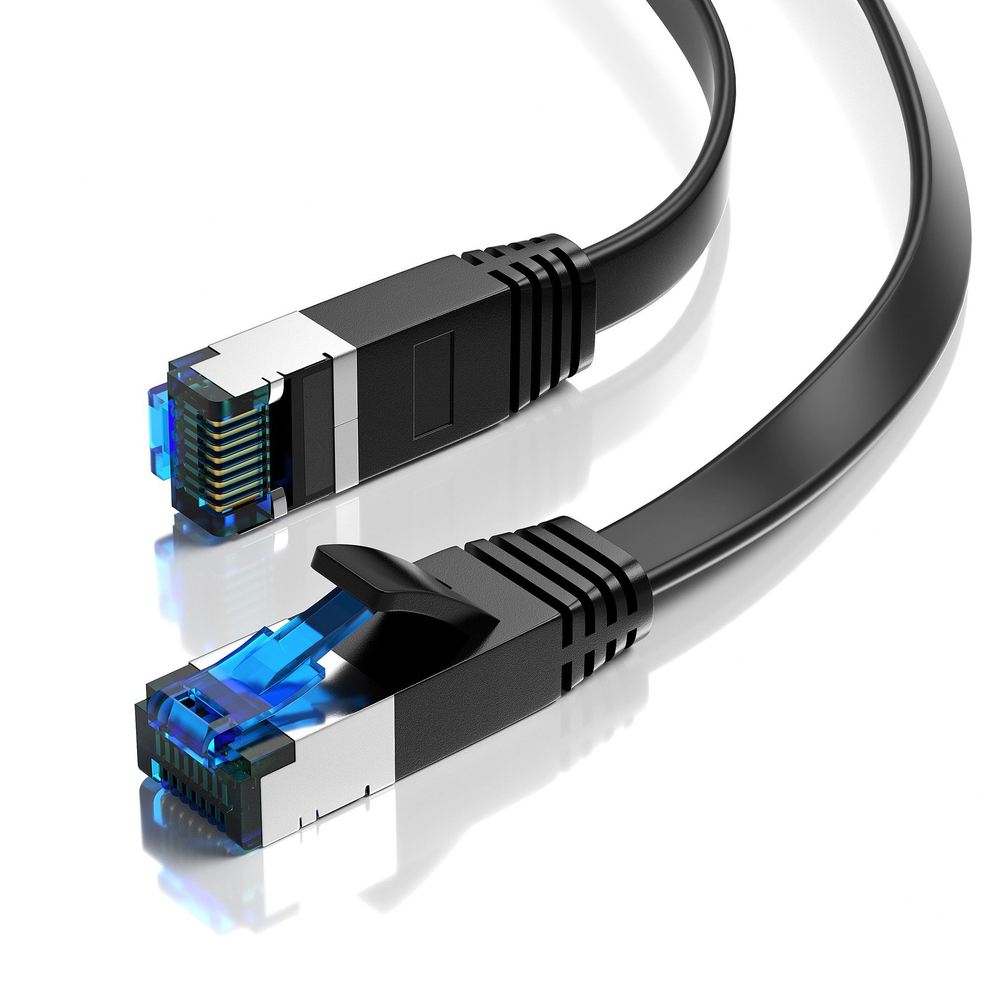 JAMEGA CAT 7 Flachkabel, RJ45 LAN Ethernet Patchkabel Netzwerk LAN-Kabel, CAT.7, RJ-45 Stecker (Ethernet) (100 cm)