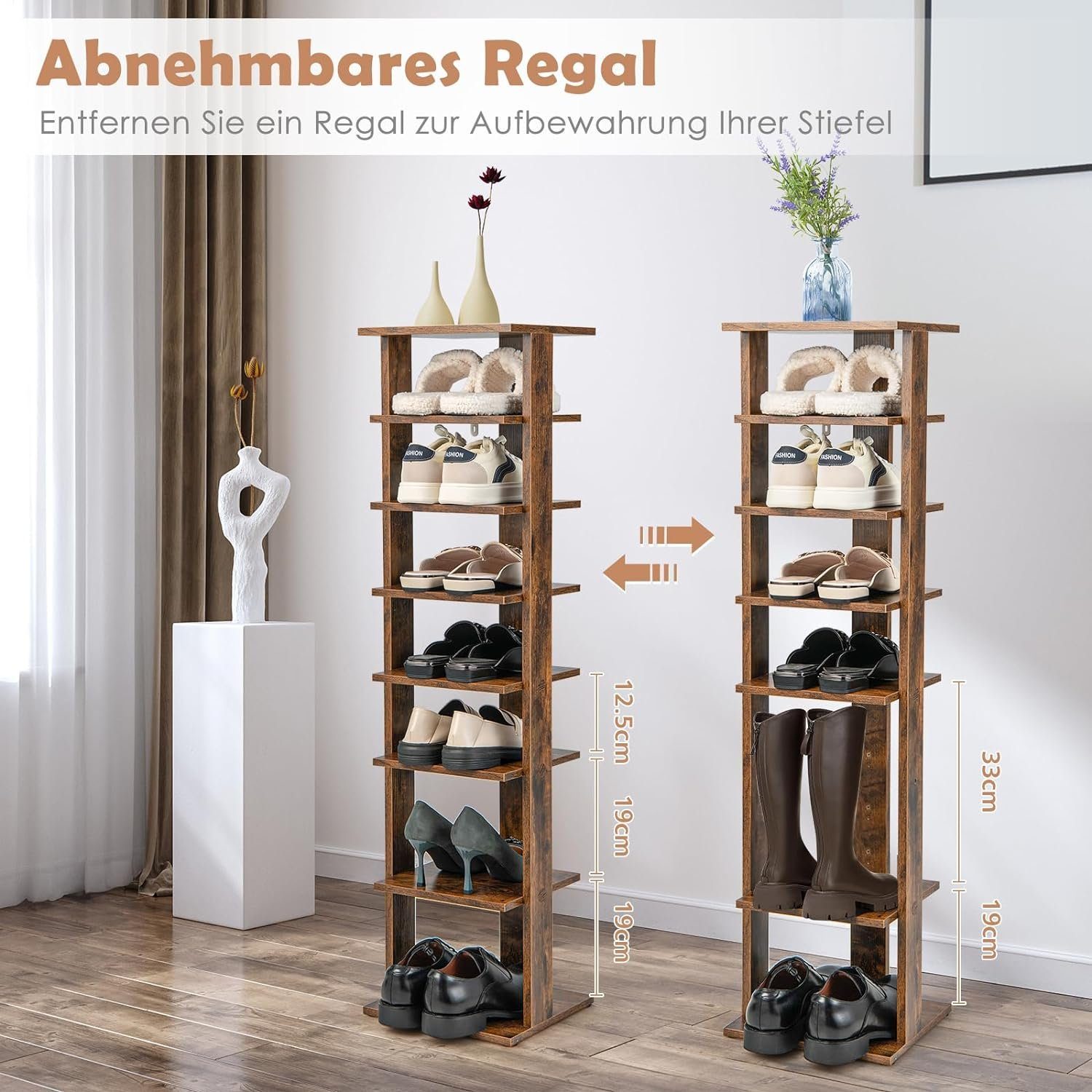 KOMFOTTEU Schuhregal Schuhständer, mit 7 Regalfächern, günstig online kaufen