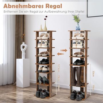 KOMFOTTEU Schuhregal Schuhständer, mit 7 Regalfächern, bis zu 10 kg