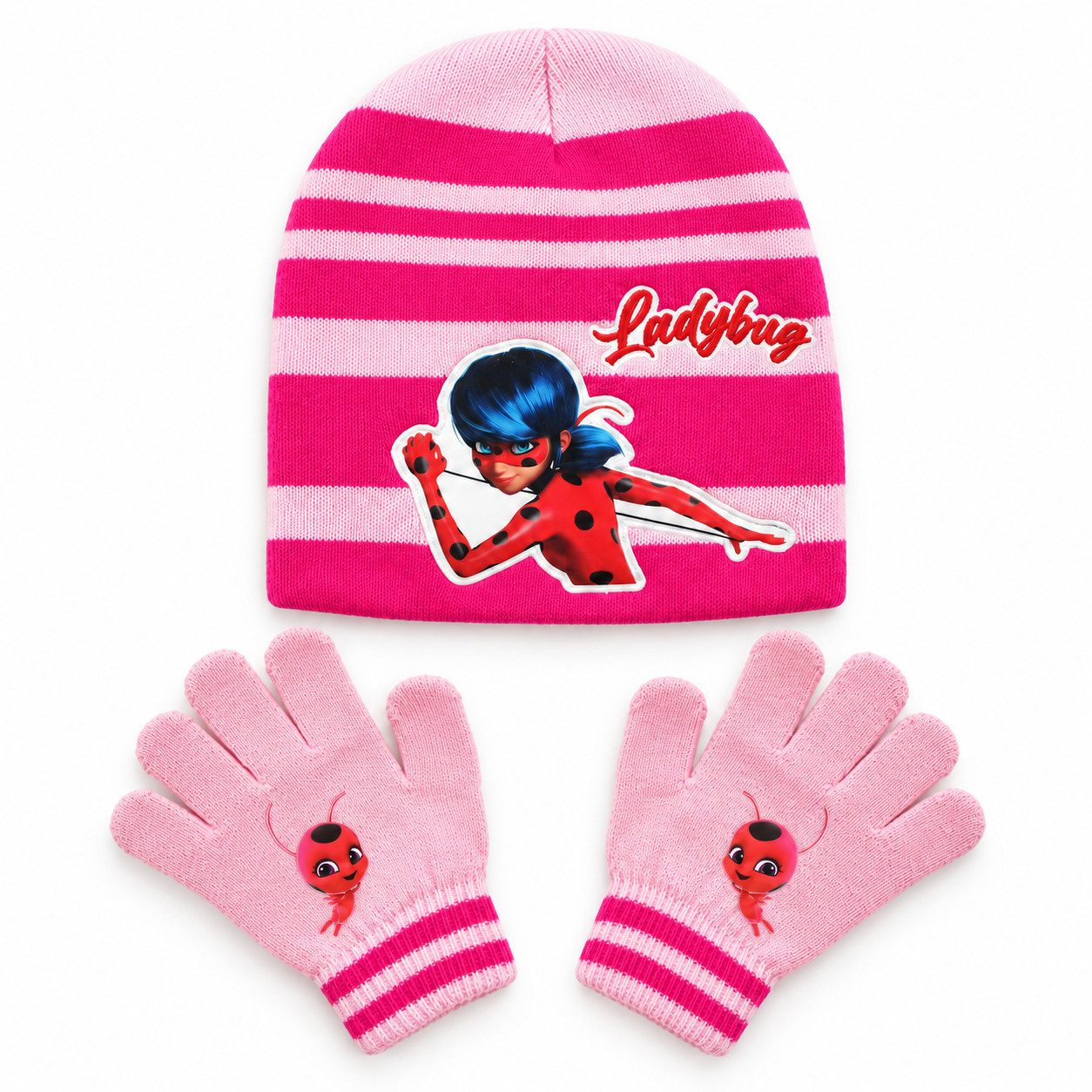 Miraculous - Ladybug Jerseymütze Miraculous Ladybug Kinder 2tlg Set Wintermütze Handschuhe Gr. 54