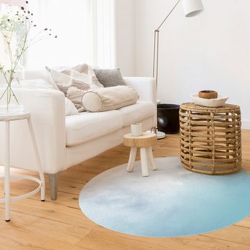 Teppich Vinyl Wohnzimmer Schlafzimmer Flur Küche Muster modern, Bilderdepot24, rund - blau glatt, nass wischbar (Küche, Tierhaare) - Saugroboter & Bodenheizung geeignet