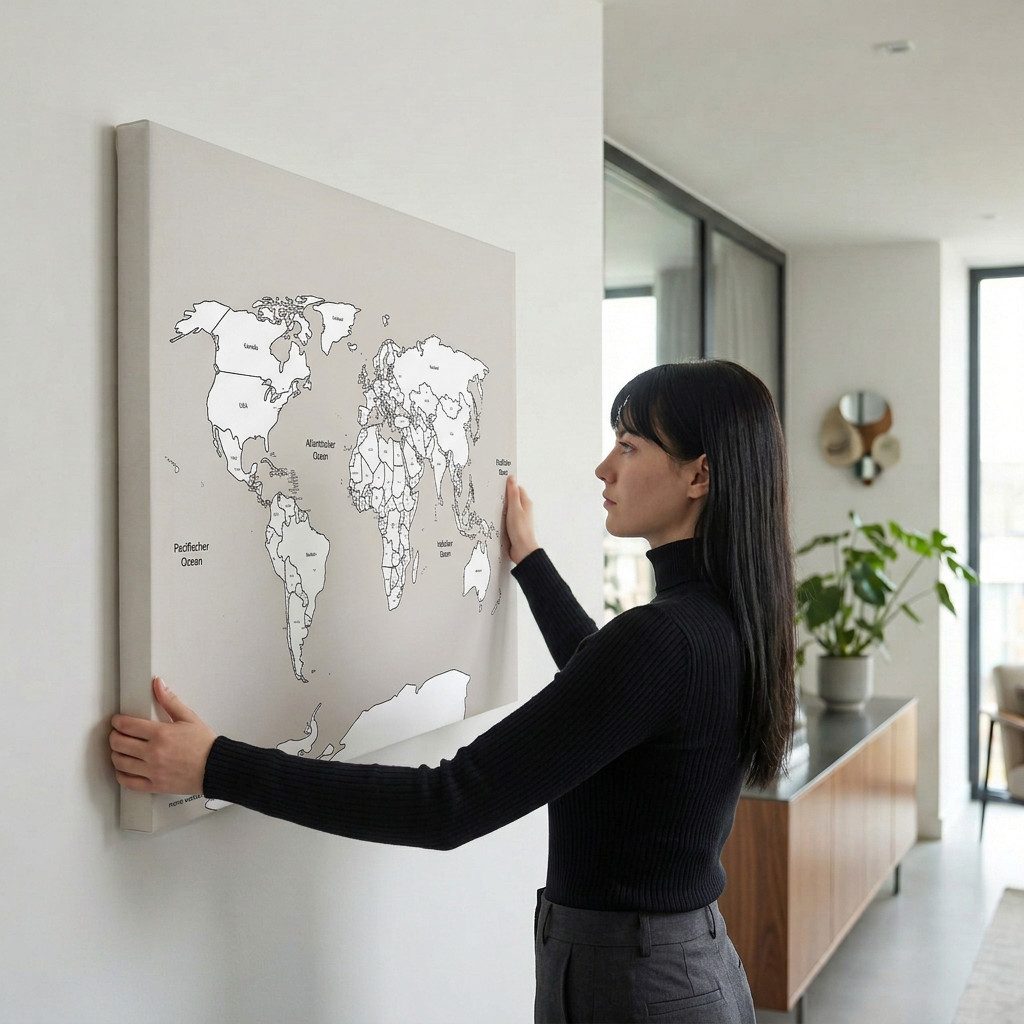 mw Leinwandbild Weltkarte Leinwand XXL – Modernes Wandbild – Premium Druck, Ultralanglebig