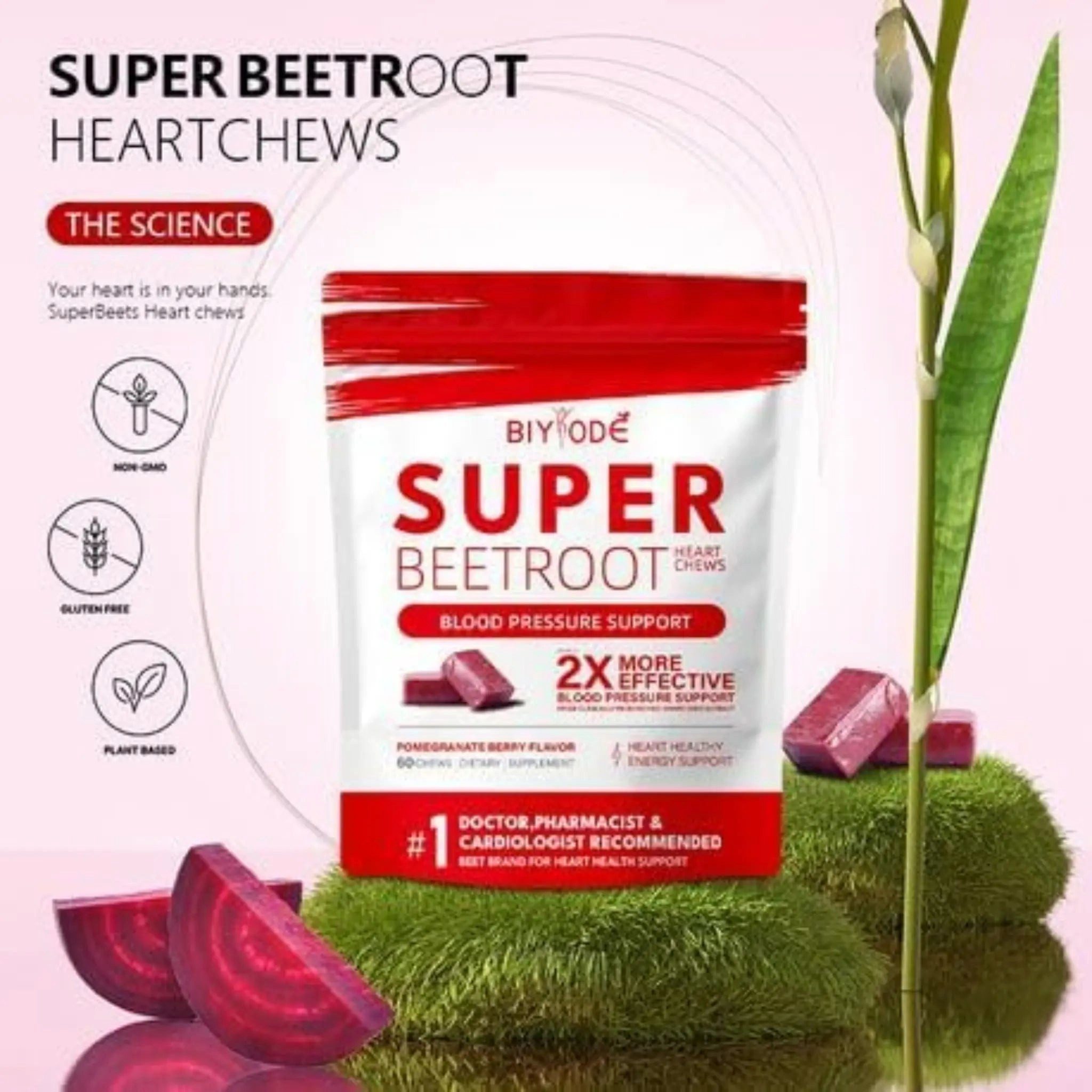 Vita Elements Rote Bete Kautabletten 60 Stück Vegan Herzgesundheit Blutdruck Kautabletten