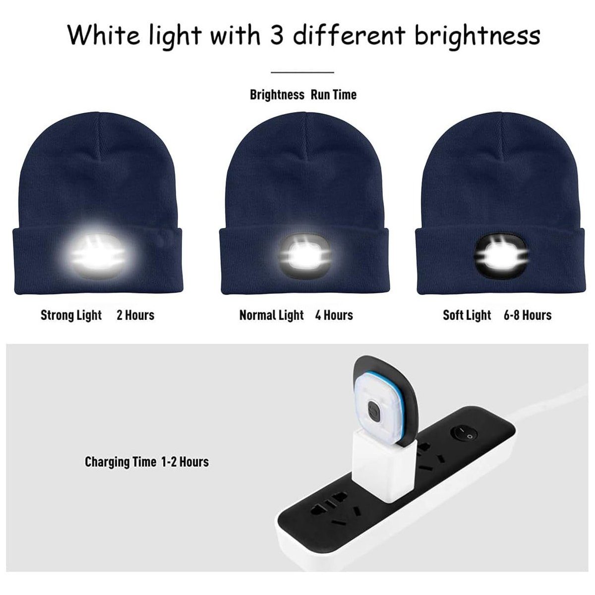 zggzerg Blau LED Licht Beleuchtete Stirnlampe Laufmütze USB Stirnlampe Warme LED Mütze, mit Lampe