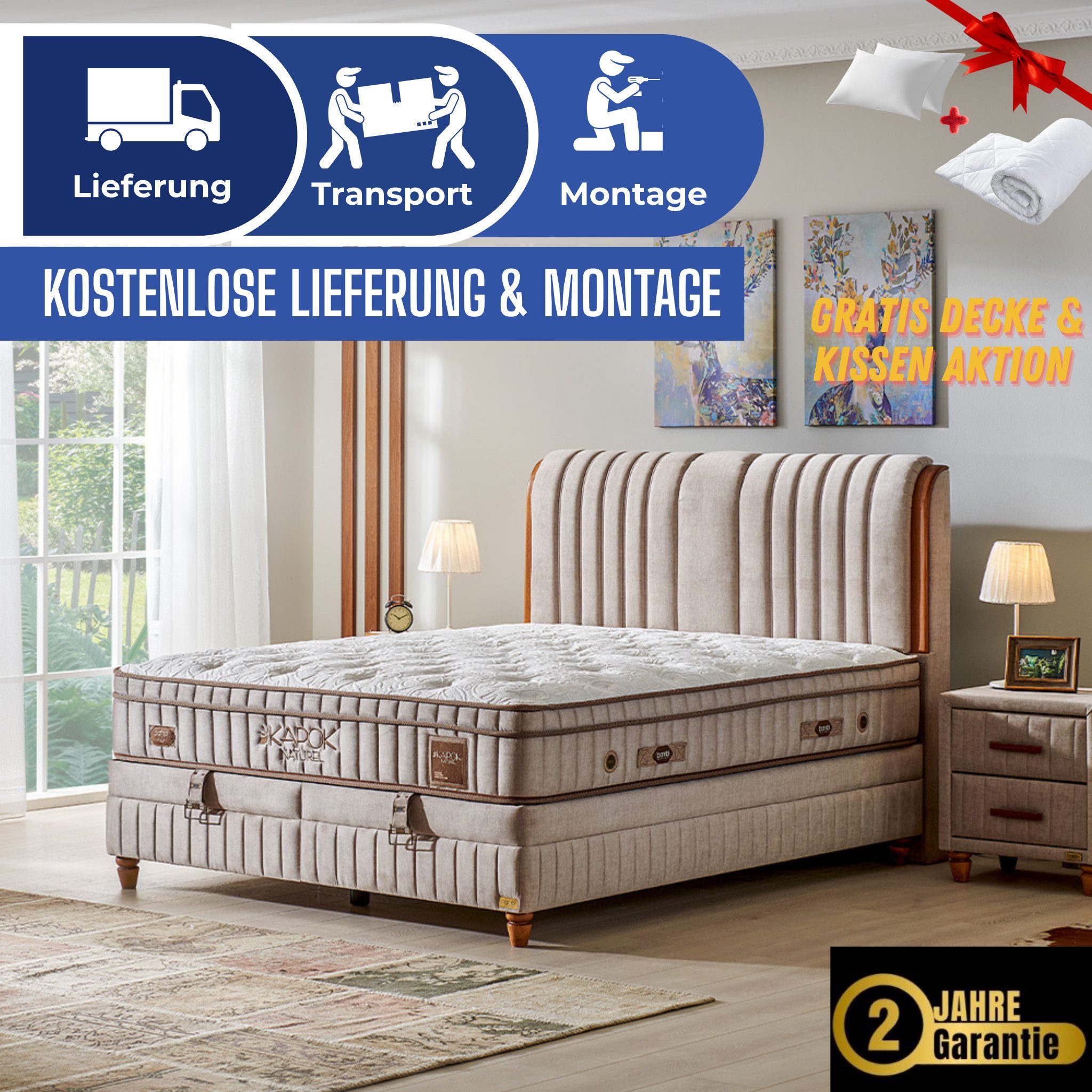 Bambi Boxspringbett mit Matratze Kopfteil Boxspringbett 180x200 - 90x200 Ka günstig online kaufen