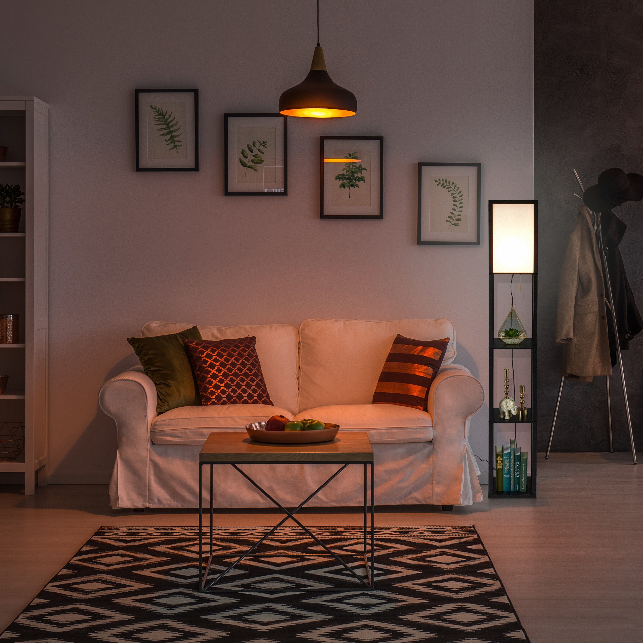 relaxdays Stehlampe mit Regal Schwarz günstig online kaufen