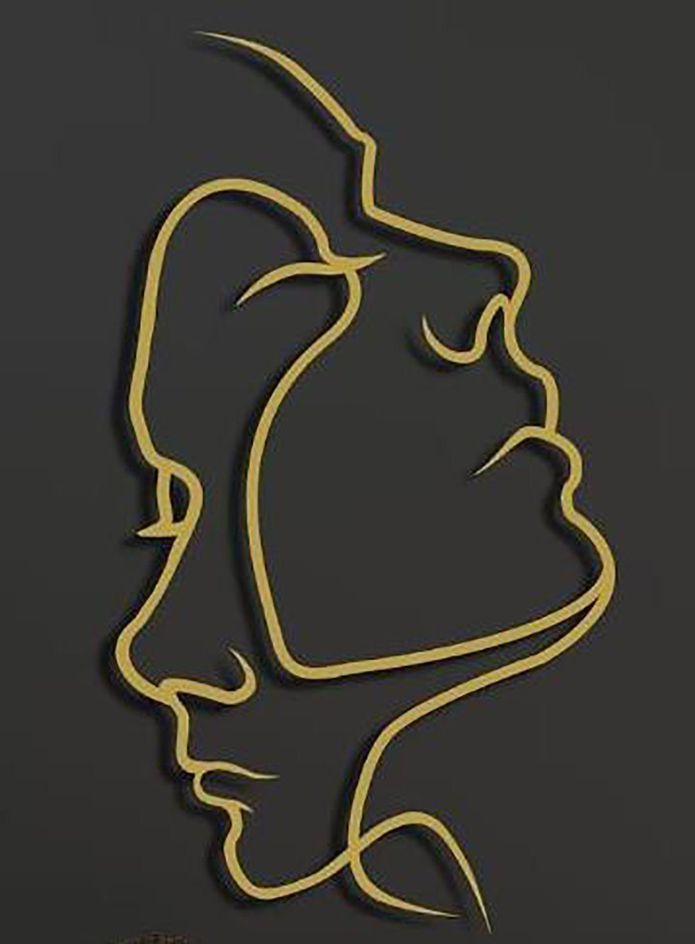 Metall 3D St) Wandskulpturen Wanddeko LENBEST Wanddekoobjekt Wandsticker gold (1 44*22CM