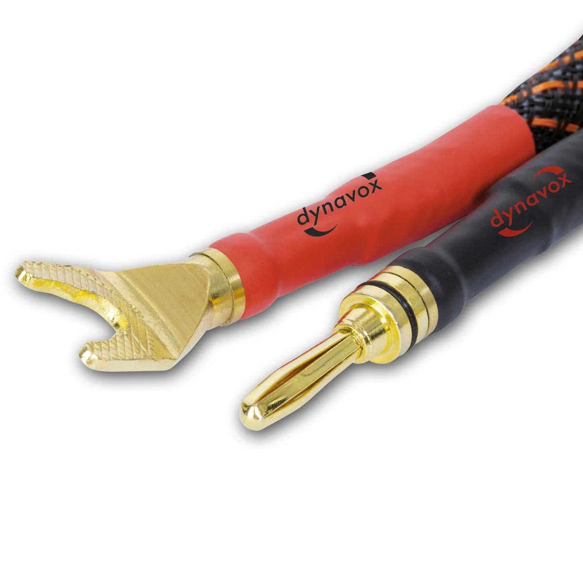 Dynavox Bi-Wire Kabelbrücken 4er-Set, rot/schw, 2x 2,5 mm² Lautsprecher