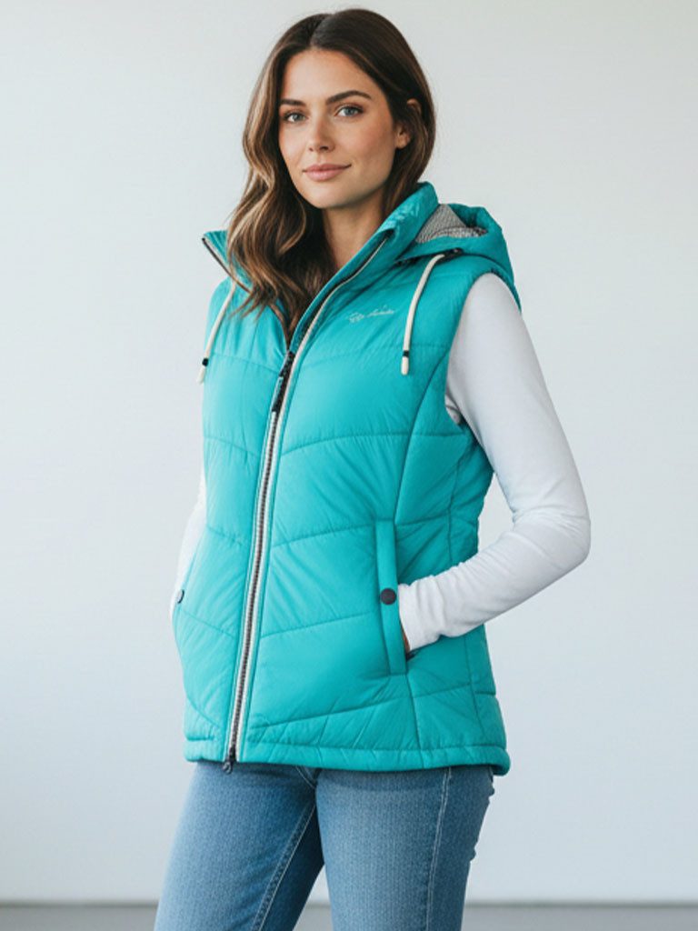 Dry Fashion Steppweste Rügen Damen Weste Rügen mit abnehmbarer Kapuze und taillierten Schnitt