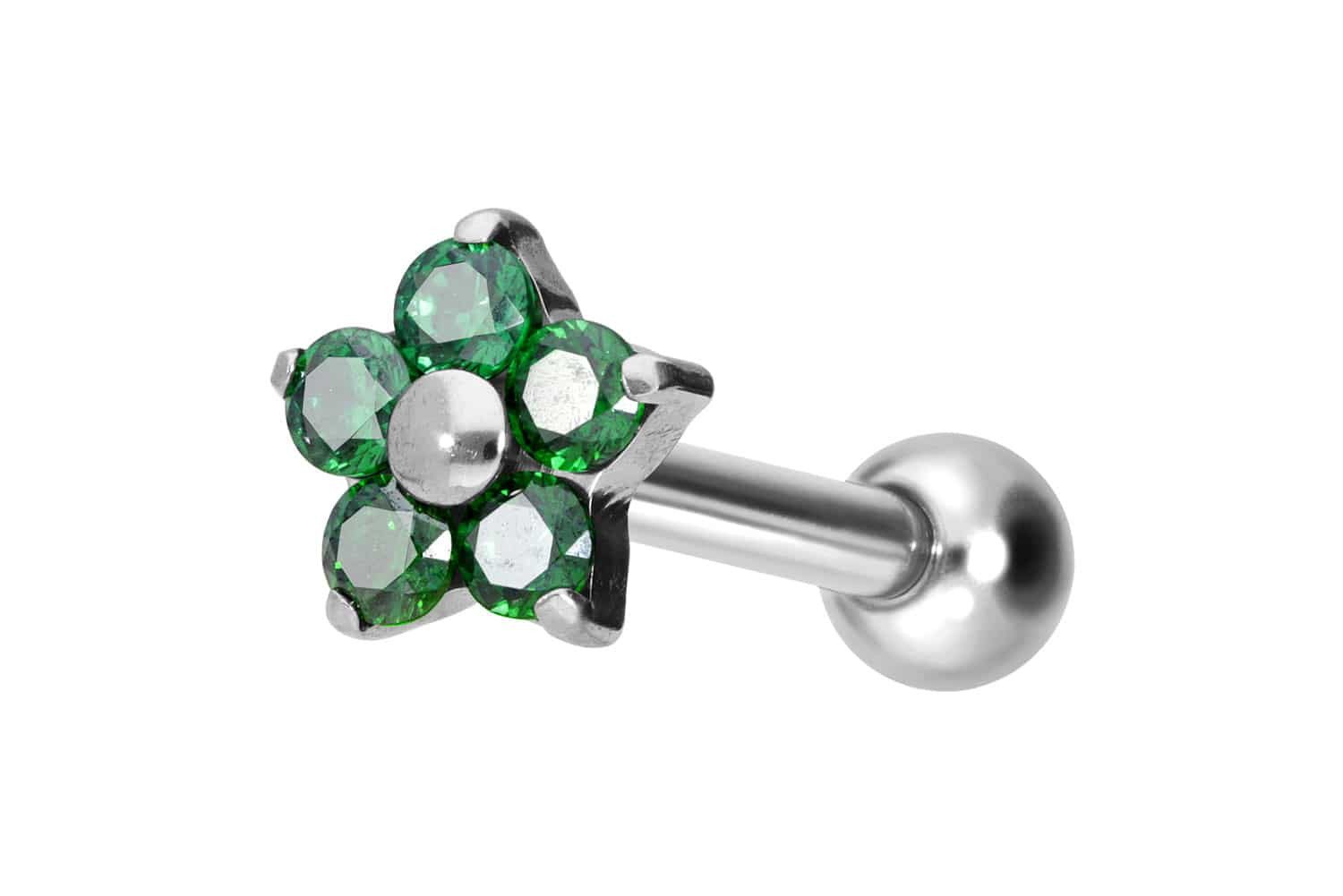 Piercing-Set Titan Ohrpiercing mit Innengewinde KRISTALLBLUME
