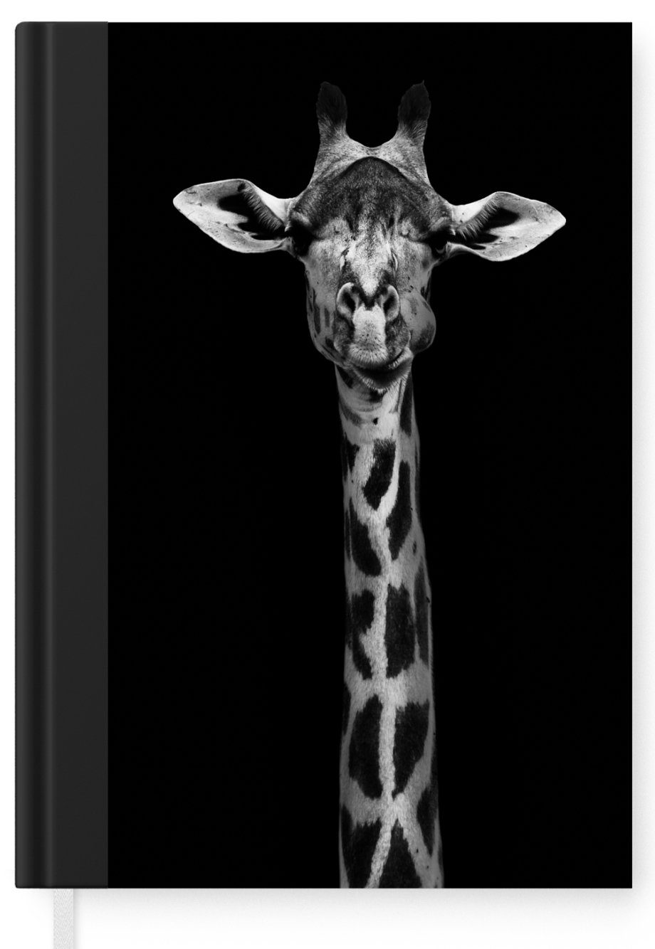 Tagebuch, Giraffe Journal, Notizbuch Schwarz, Merkzettel, A5, - 98 Tiere - MuchoWow Porträt - Notizheft, Haushaltsbuch Seiten,