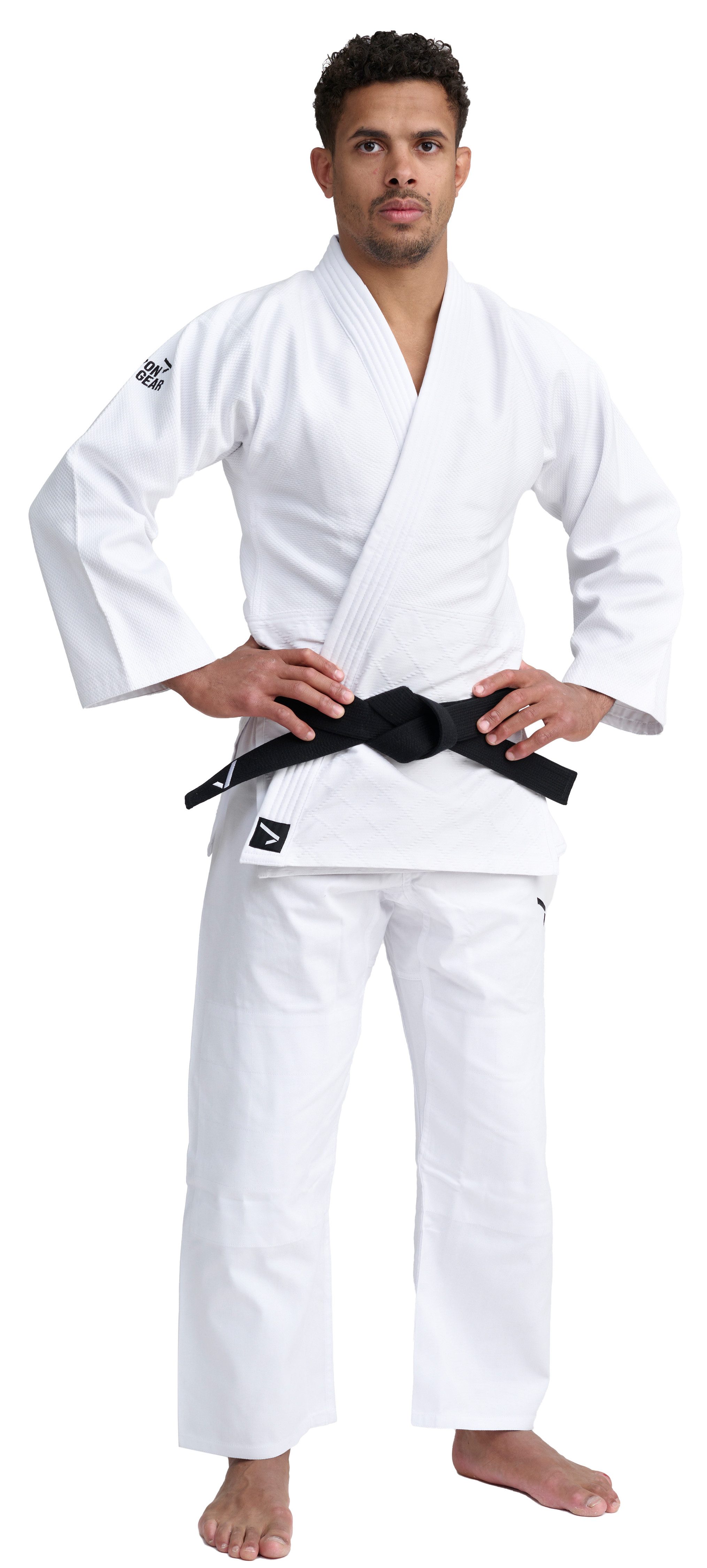 IPPONGEAR Judoanzug Basic 2 (Gummizug & Schnürband), Einsteiger & Kinder Judoanzug I 550gr/m² weiß