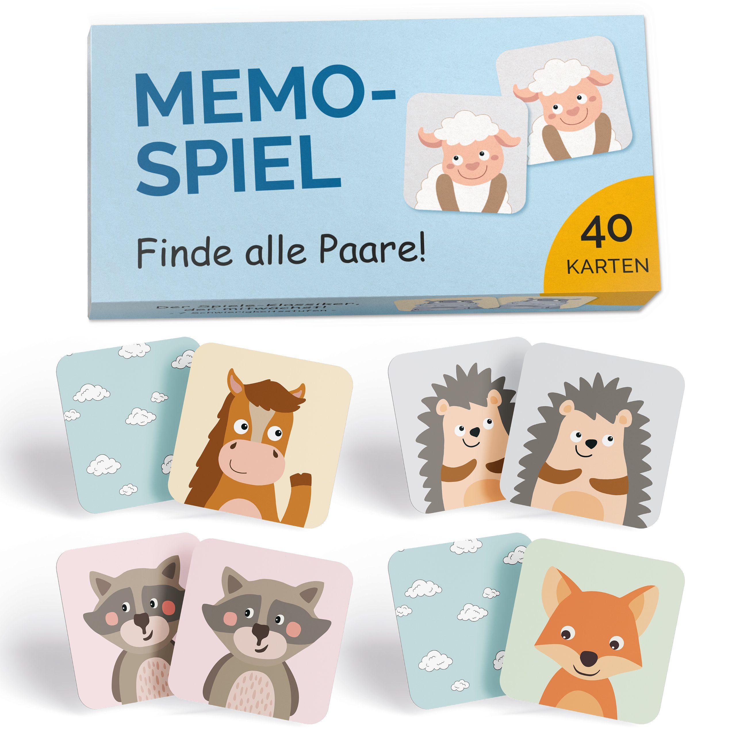 GLÜCKSWOLKE Spiel, Kinderspiel für Kinder ab 2 - 6 Jahre I Montessori Spielzeug fördert Konzentration, Lernspiel mit 7 Schwierigkeitsstufen I Kinderspielzeug (40 Karten) Neu