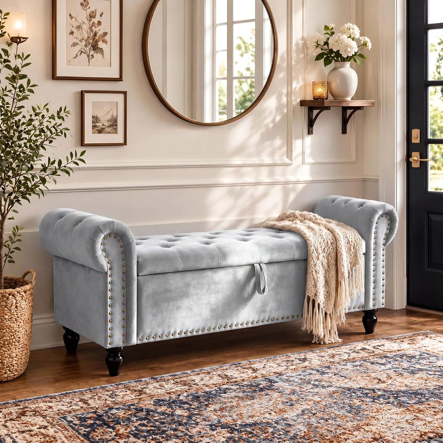 TLGREEN Bettbank Doppelter Hocker mit Stauraum, (Samt,Eleganz und Komfort mit Stauraum), Multifunktionsbank für Wohnzimmer,Schlafzimmer