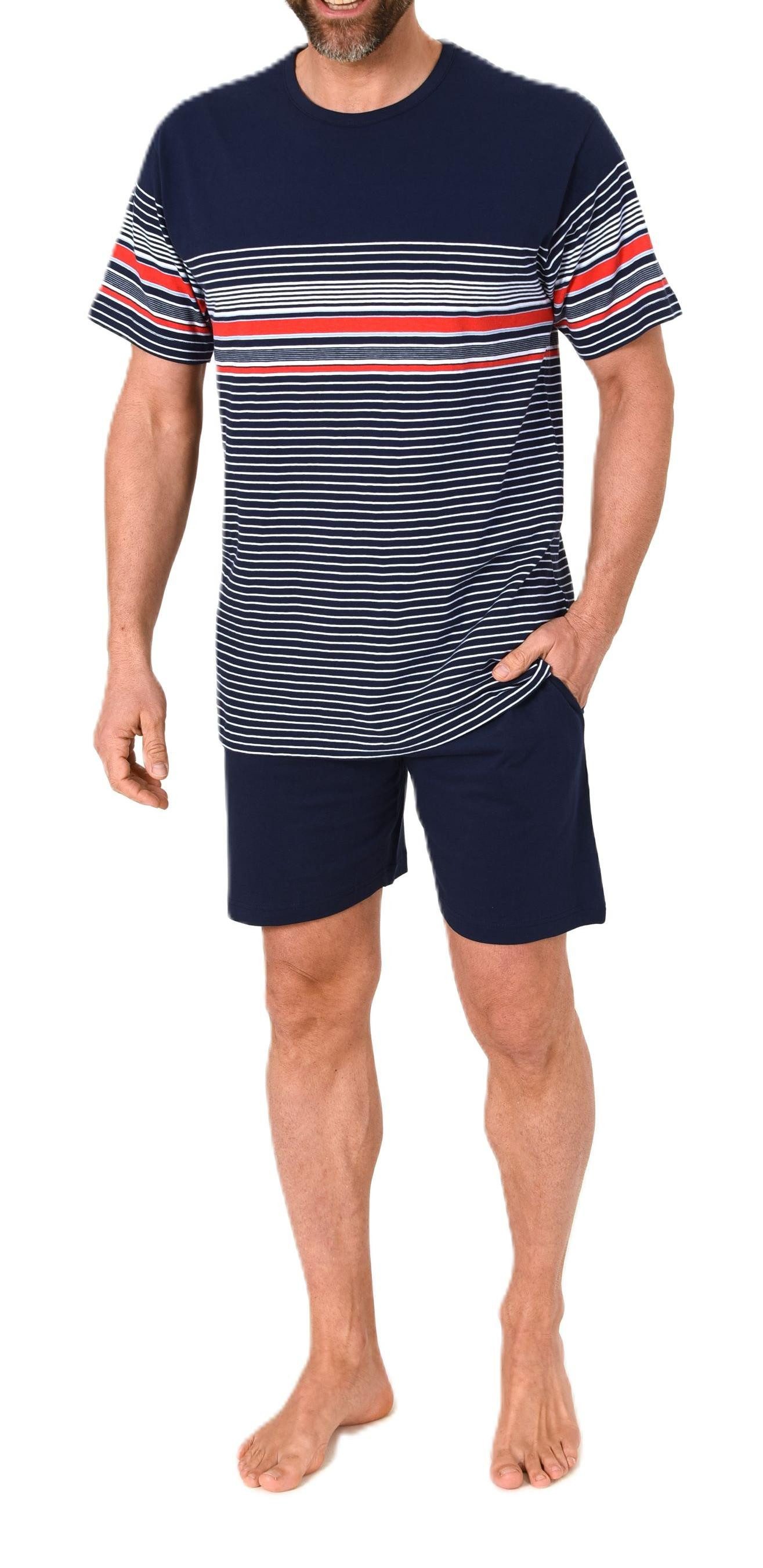 Normann Pyjama Normann Herren kurzarm Schlafanzug Shorty in eleganter Strei günstig online kaufen