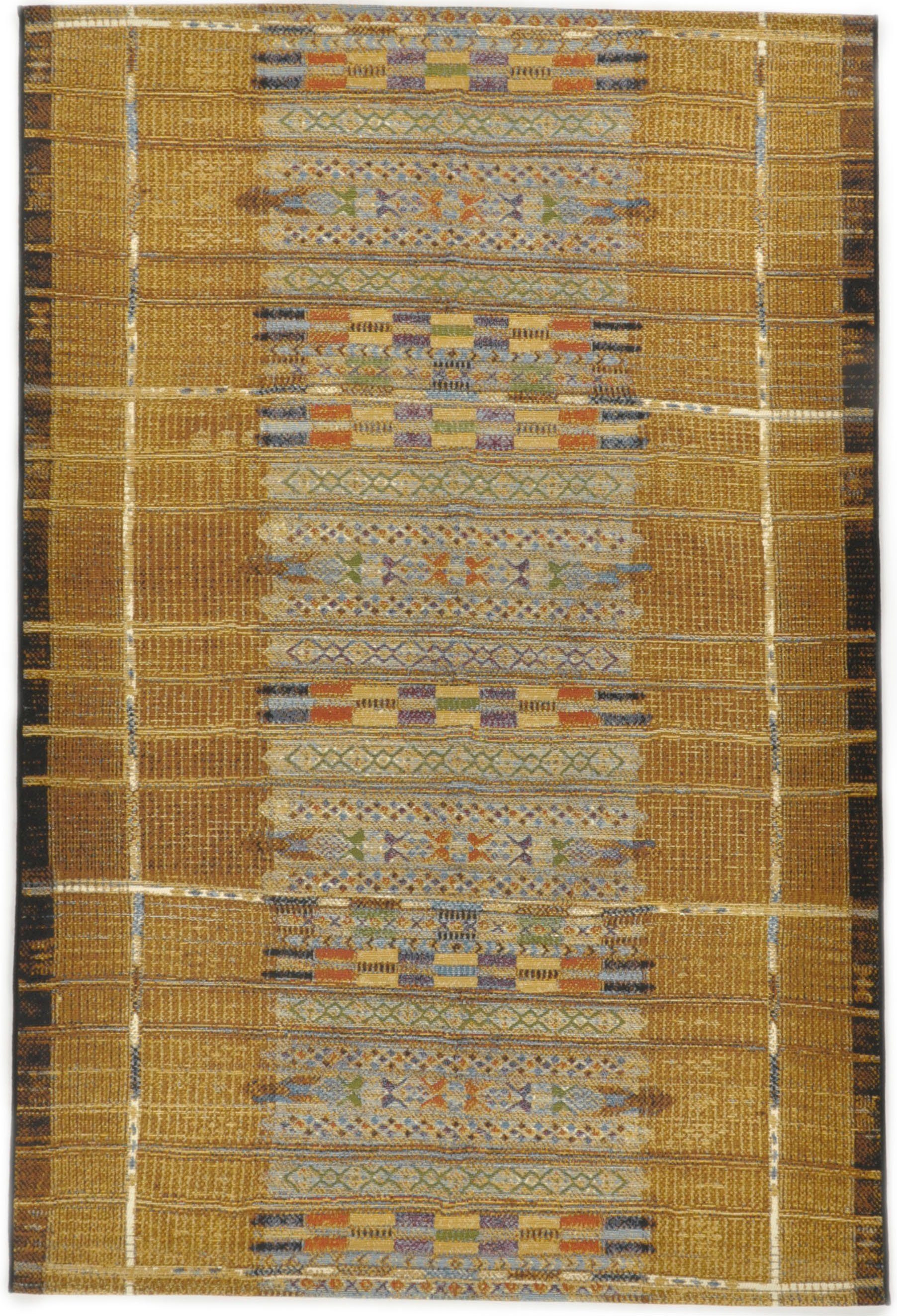 Teppich Style, und Ethno Gino goldfarben 5 Outdoor-Africa In- geeignet rechteckig, Outdoor 38, mm, Höhe: Flachgewebe, Falcone,