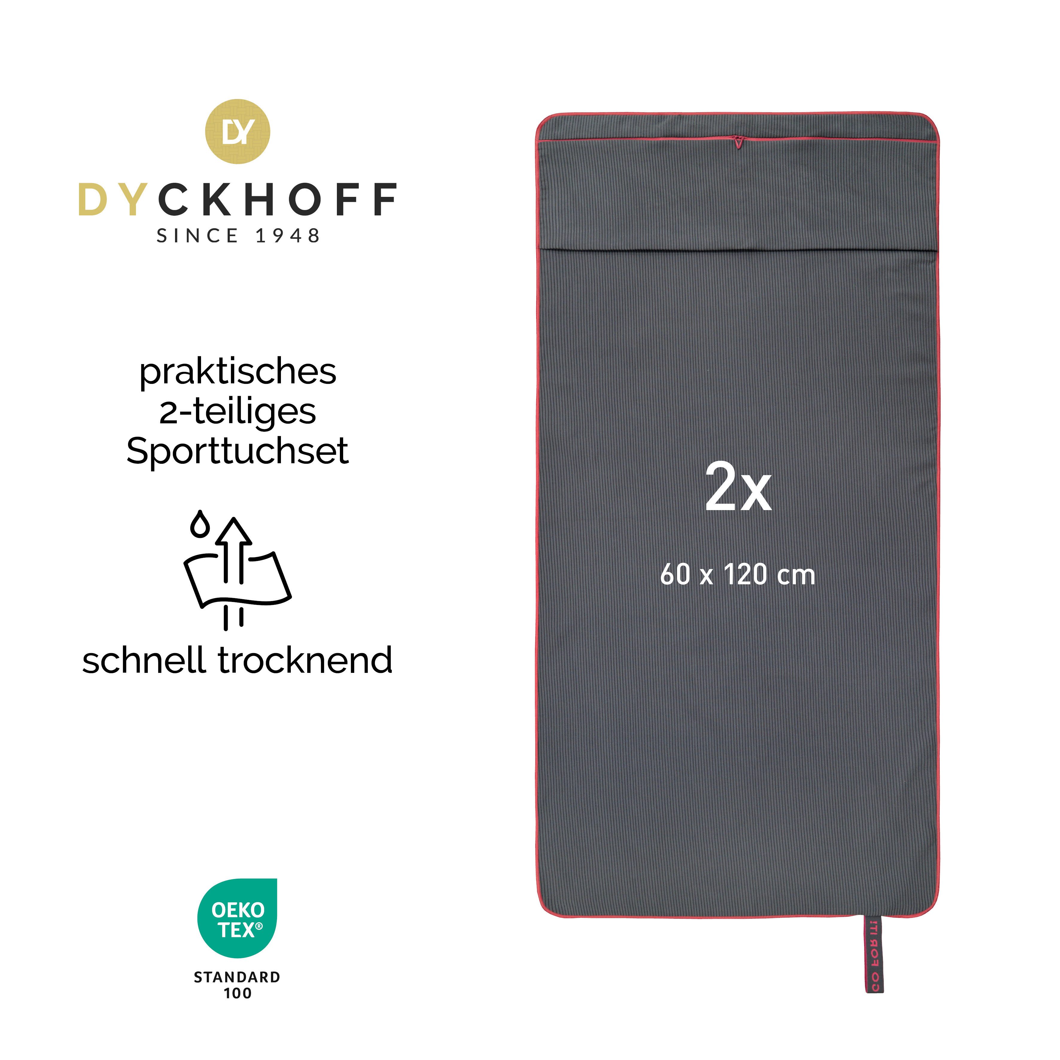 Dyckhoff Handtuch Mikrofaser Sporttuch Struktur, Microfaser (2-St), Mit Überstülpkapuze, Schnelltrocknend, Leicht, Reißverschlusstasche – Bild 2 von 5