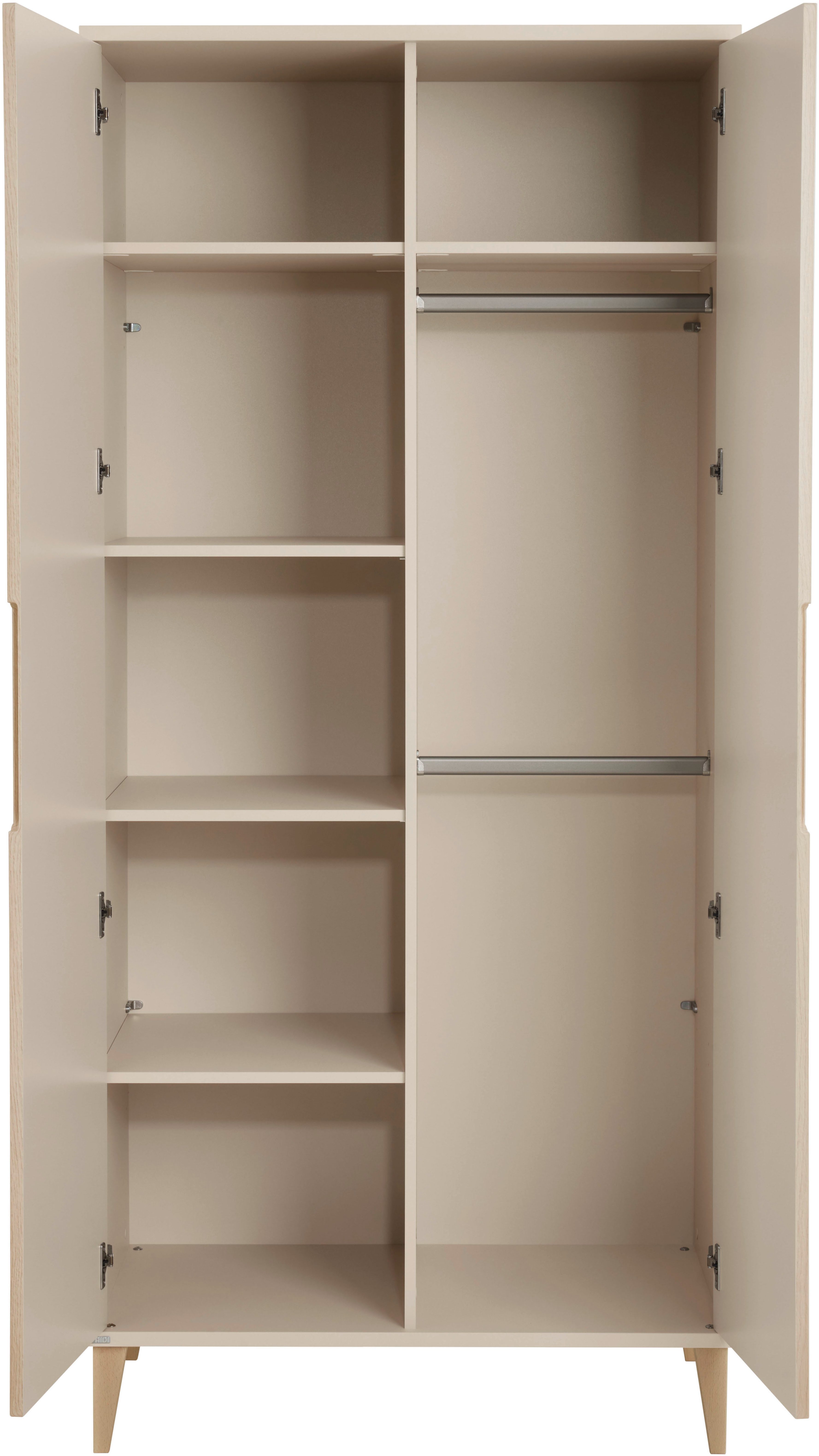 PAIDI Kleiderschrank JONTE in Beige & Eichefarben mit gerillten Türen, verschiedene Größen (B/H/T ca. 95-141/164-207/40-56cm, mit 2 oder 3 Türen + Tiny-Variante – Bild 3 von 5