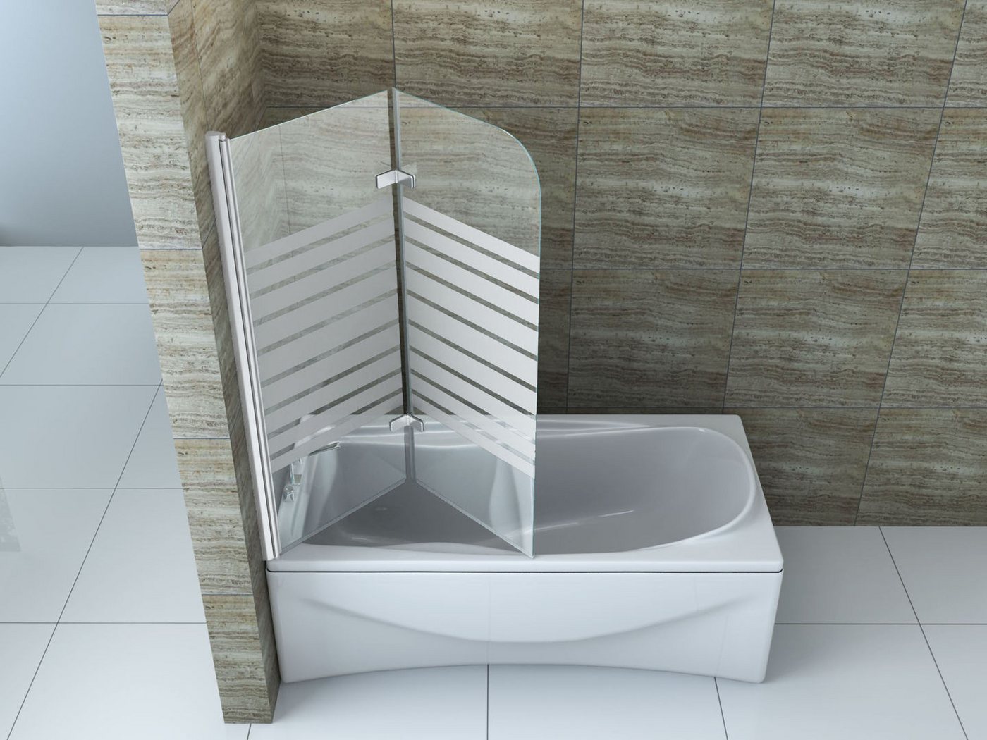 Thumbnail - Alphabad Badewannenaufsatz Duschtrennwand DUO-STRIPES 100 x 140 (Badewanne)