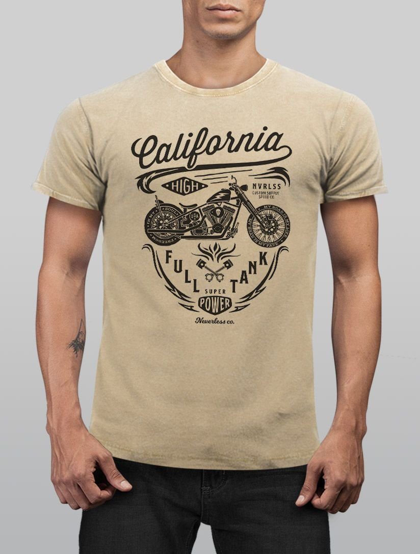 Neverless Print-Shirt Herren Vintage Shirt Biker günstig online kaufen