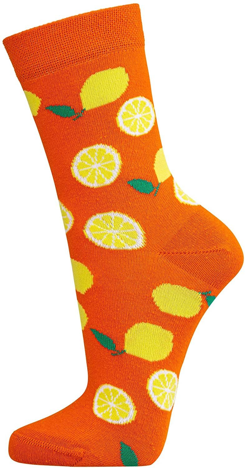 Wowerat Freizeitsocken 3 Paar modische Damensocken, Bunte Früchte, Spaß Socken, Motivsocken