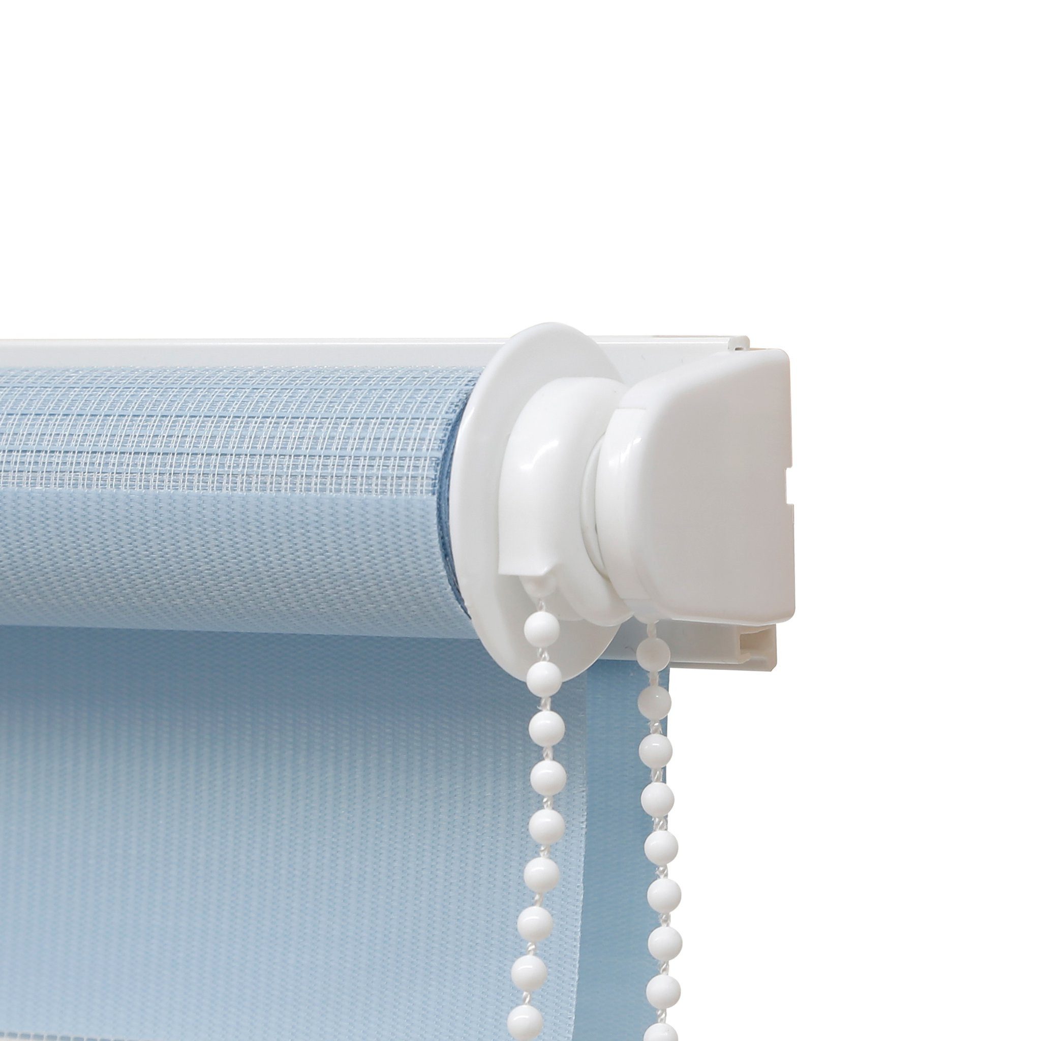 Doppelrollo Zevra Doppelrollo / Duo Rollo, 35 x 160 cm, hellblau, Victoria M., halbtransparent, ohne Bohren, freihängend, verschraubt, Feuchtraumgeeignet, Sicht – Bild 4 von 5