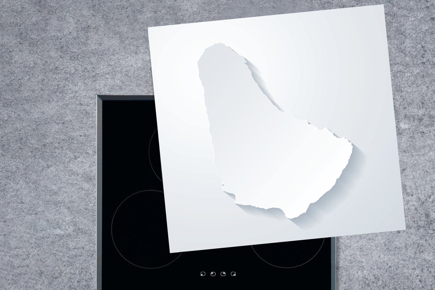 Arbeitsplatte Schwarz-Weiß-Abbildung Herdblende-/Abdeckplatte cm, Vinyl, 78x78 MuchoWow (1 Ceranfeldabdeckung, der Insel küche Barbados, für tlg),