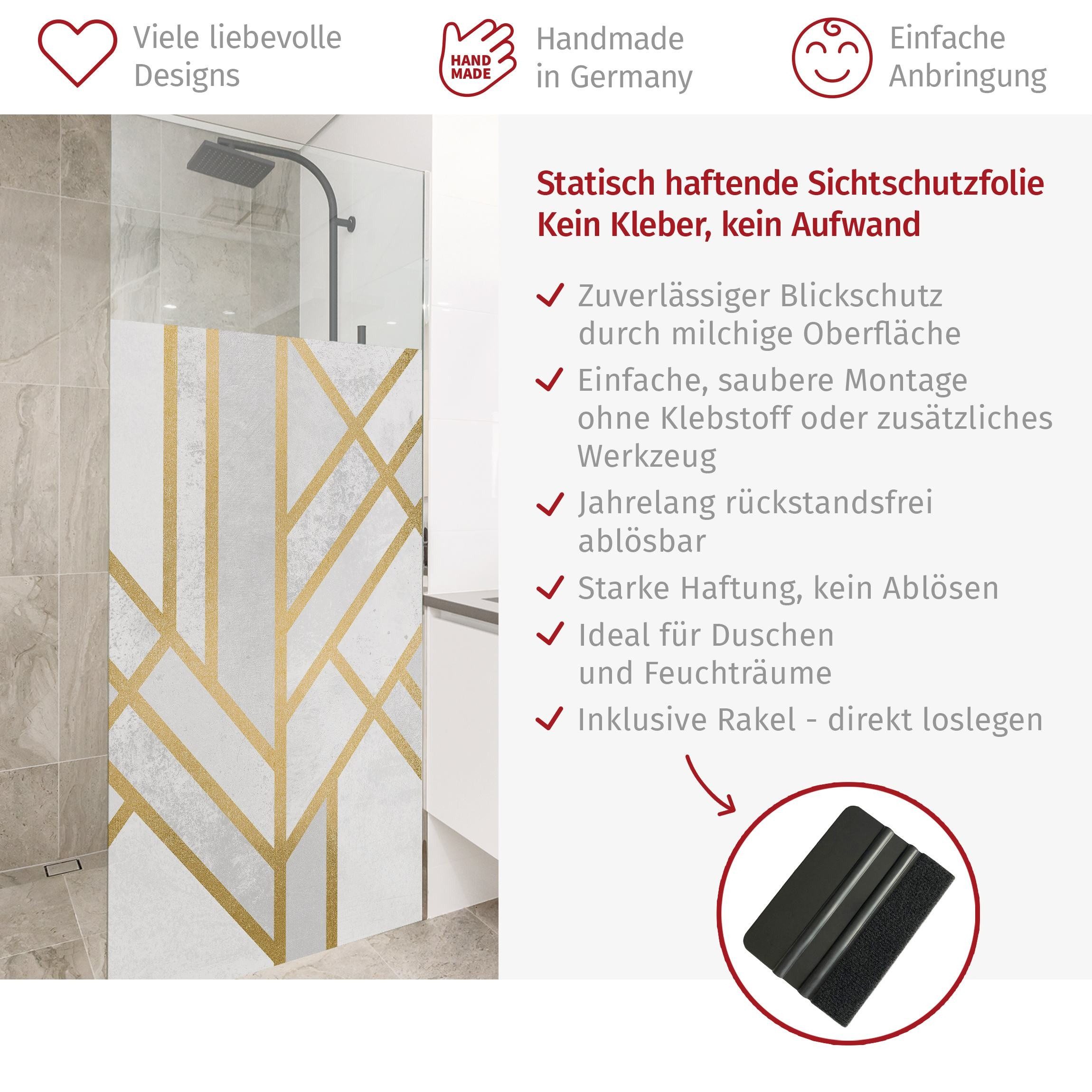 Bilderdepot24 Fensterfolie Dusche blickdicht statisch haftend Geometrisches Musterdesign, blickdicht, Statisch haftend, blickdicht, wasserfest, wiederverwendbar, ablösbar